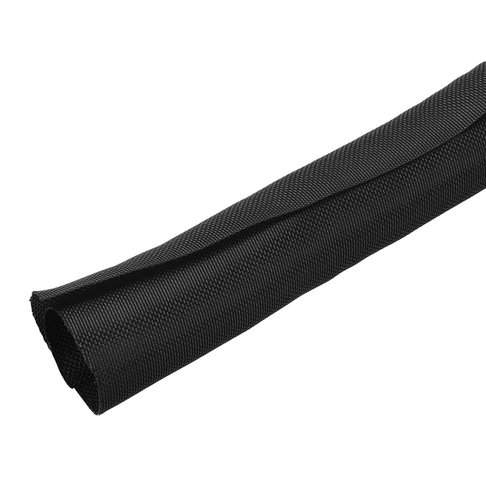 Wire Split Braided Cable Management Sleeve, Black (1 1/4" - 7 Feet)