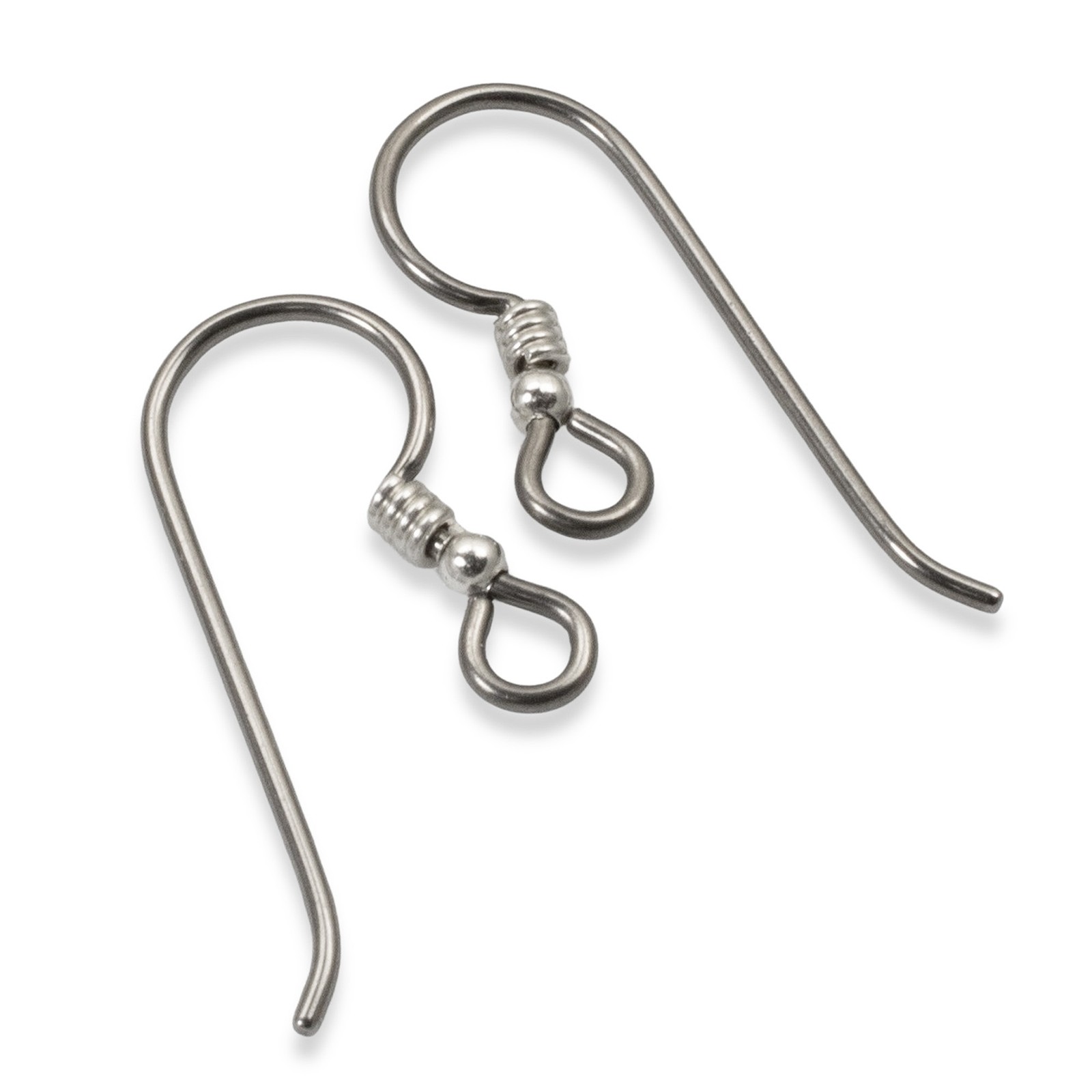 Gray Niobium Ear Wires + Sterling Silver Bead and Coil Accent Hypoallergenic