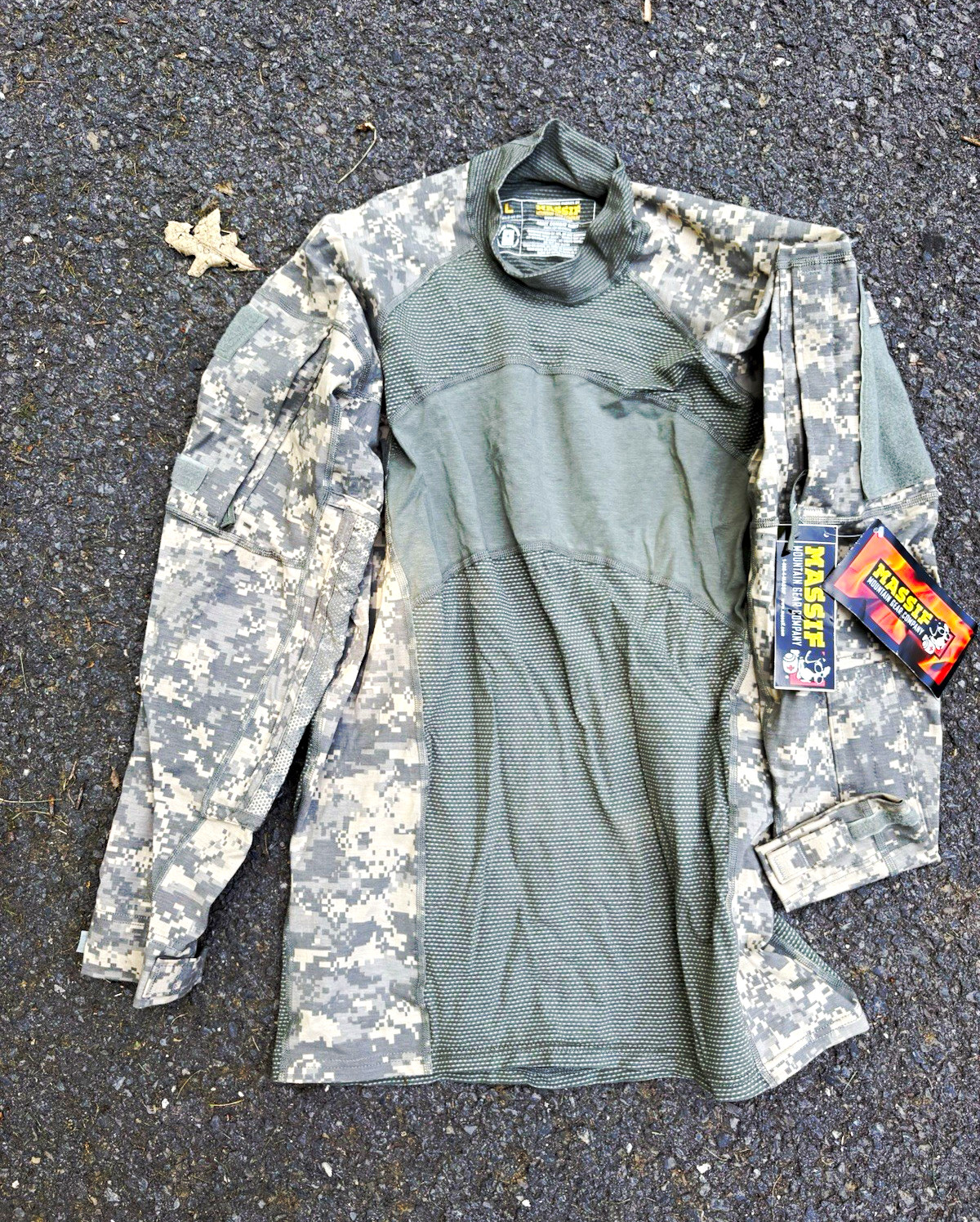MASSIF Men’s Army Combat Shirt Digital Camo Green/Gray Cotton Blend Size L