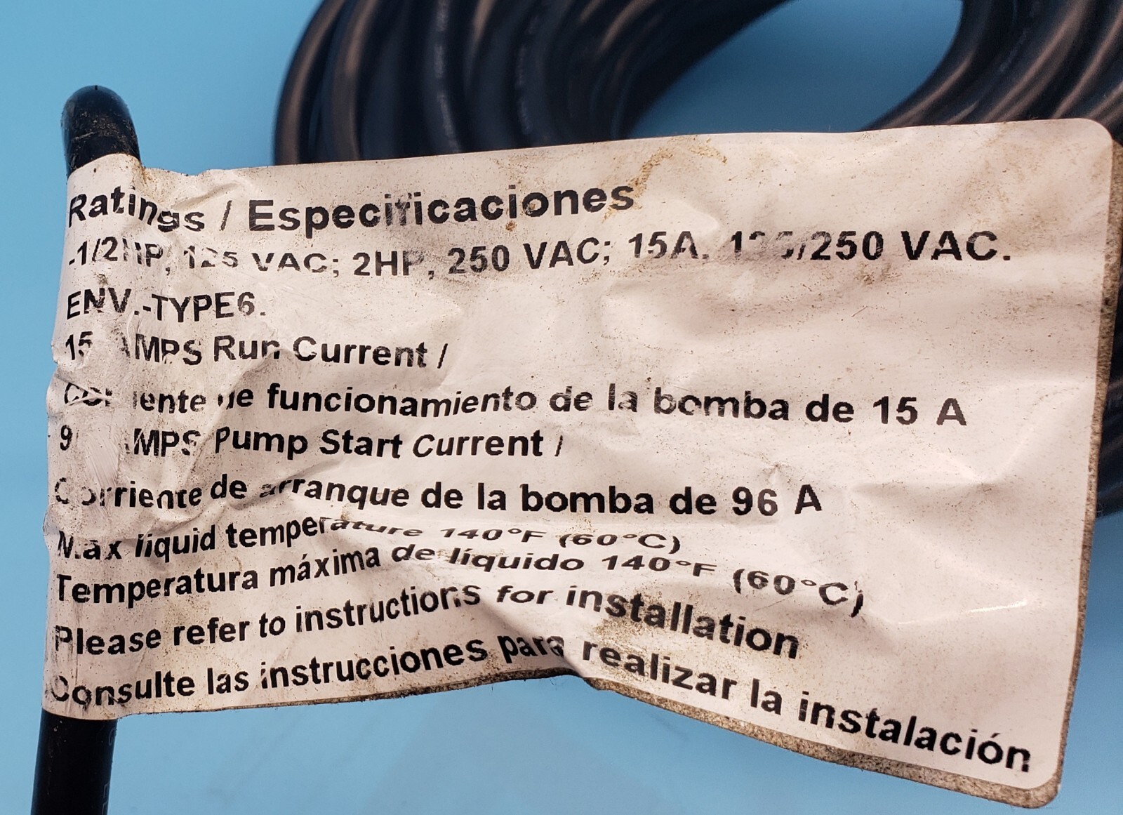Dayton 3BY58 Float Switch