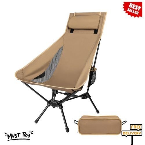NEW High Back Camping Chair Pillow Design Widened Seat Folding Chair