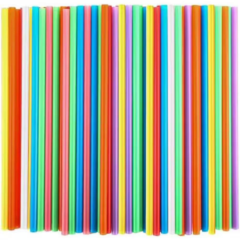 Colorful Multicolor Disposable Plastic Drinking Straws Individually Wrapped (100