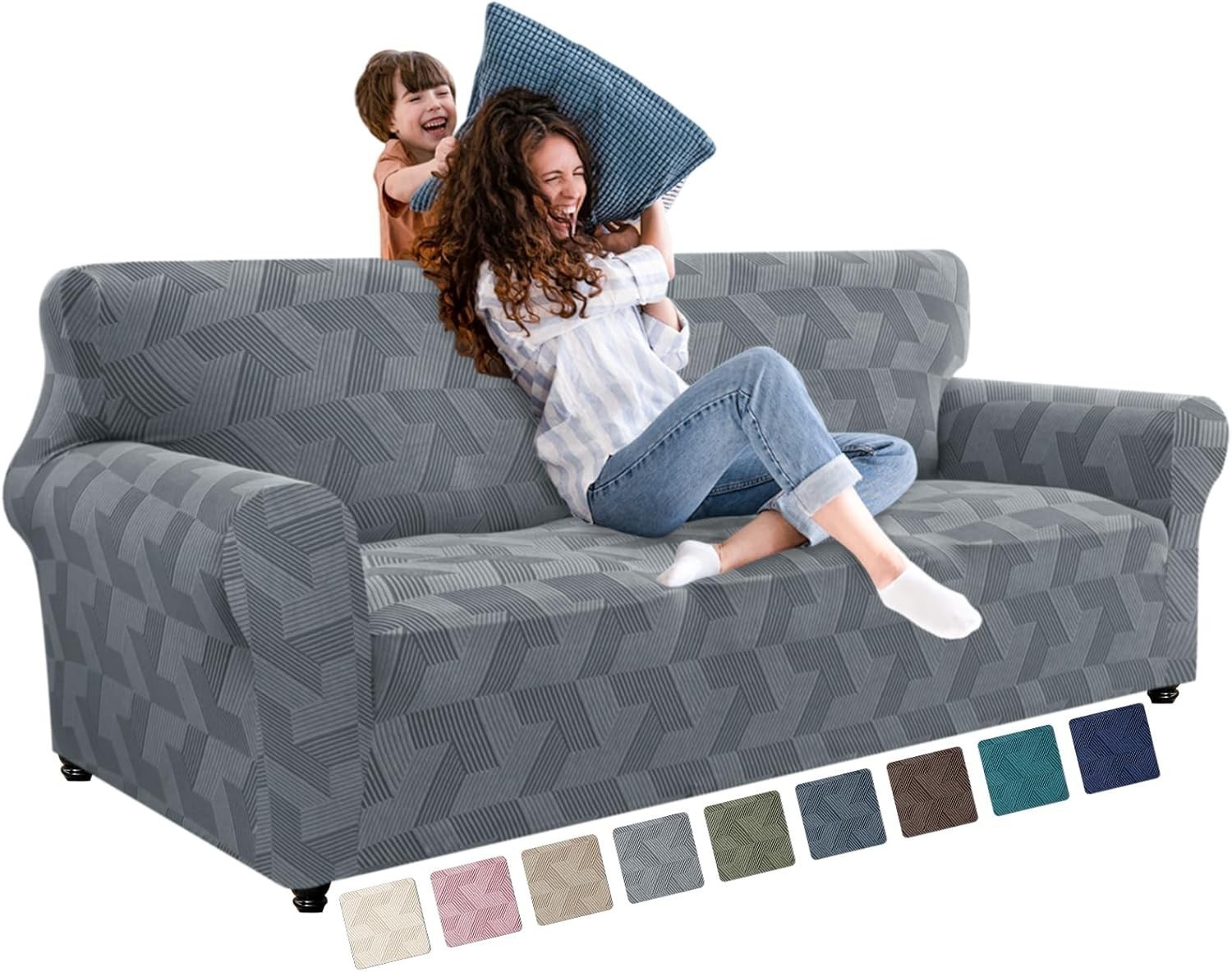 1 Piece Couch Cover 3 Cushion Couch High Stretch Sofa Covers W/ Elastic Bottom