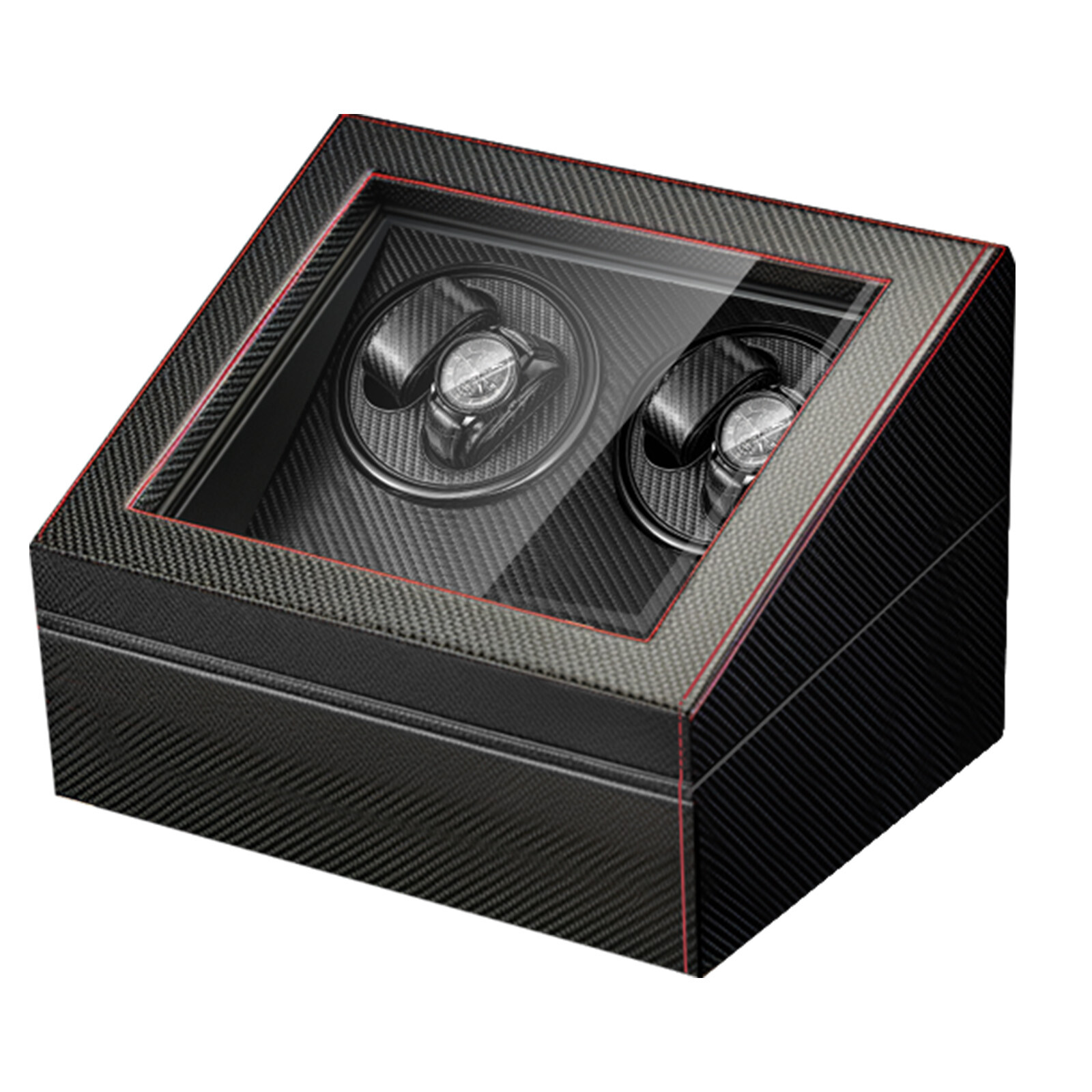 10 Slots Watch Winder Automatic Rotation MDF + PU Display Storage Box Black