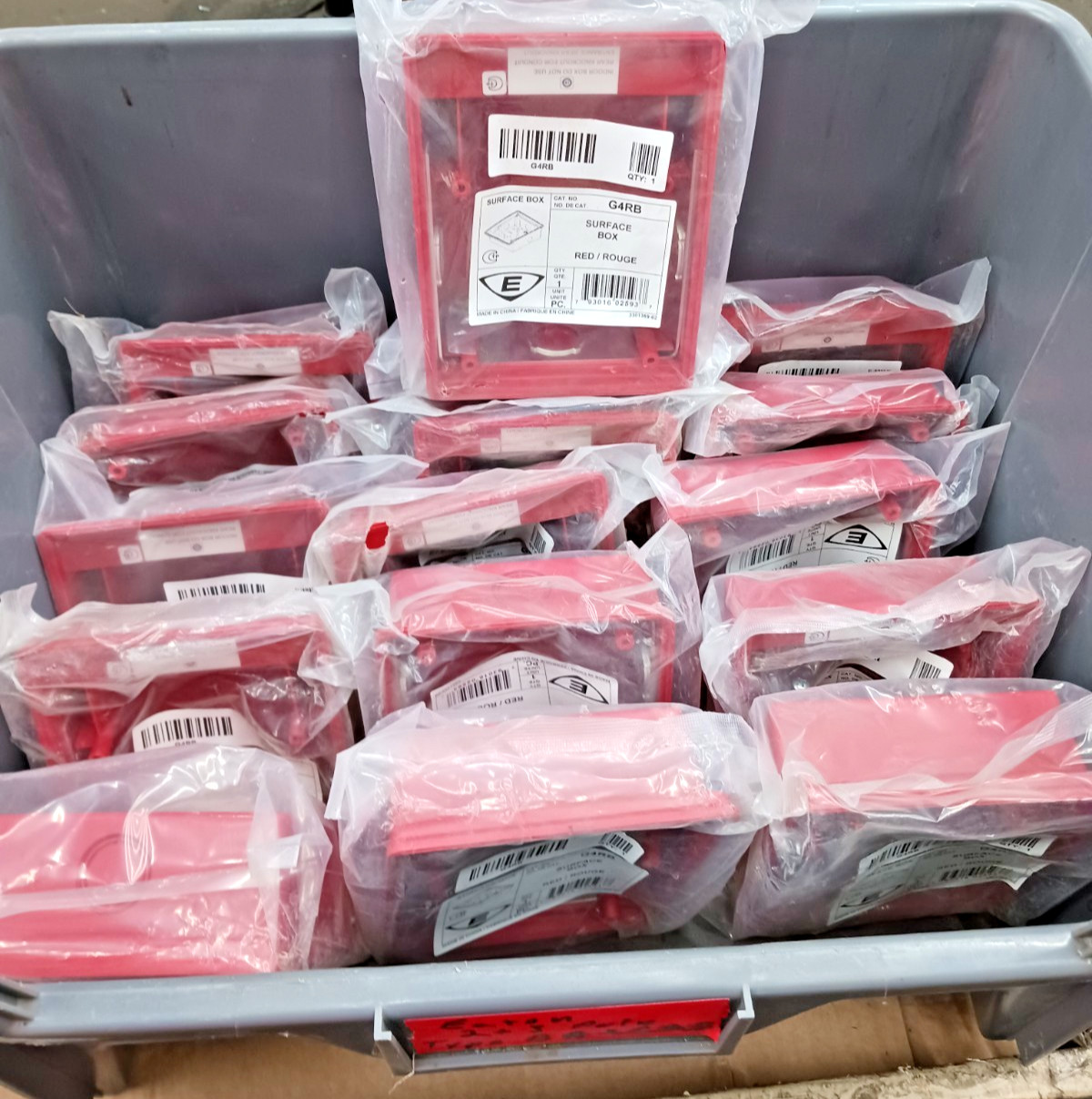 Lot of 16 New Edwards G4RB Fire Alarm Strobe Red Surface Box