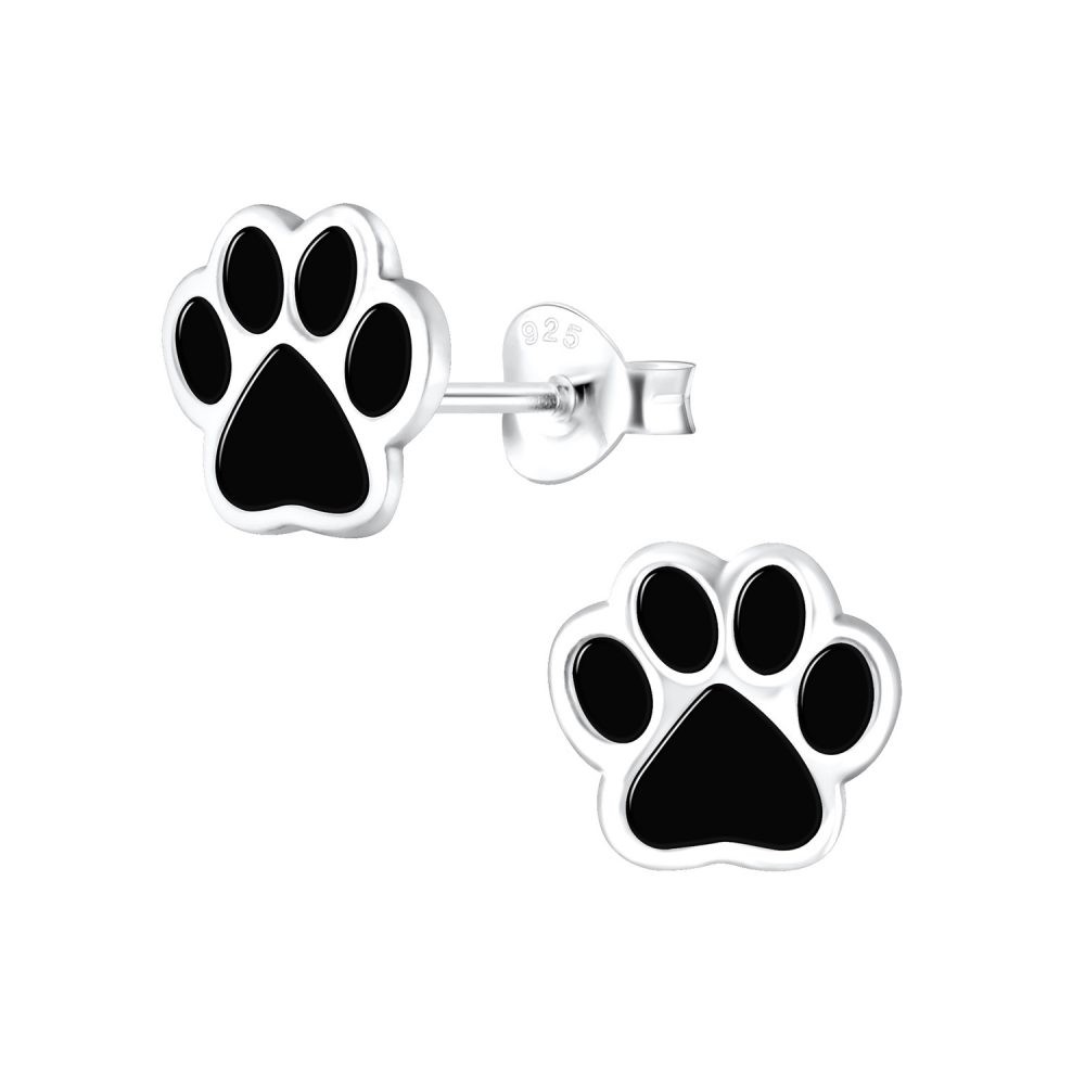Stud Earrings Sterling Silver Paw Print Animal Motif