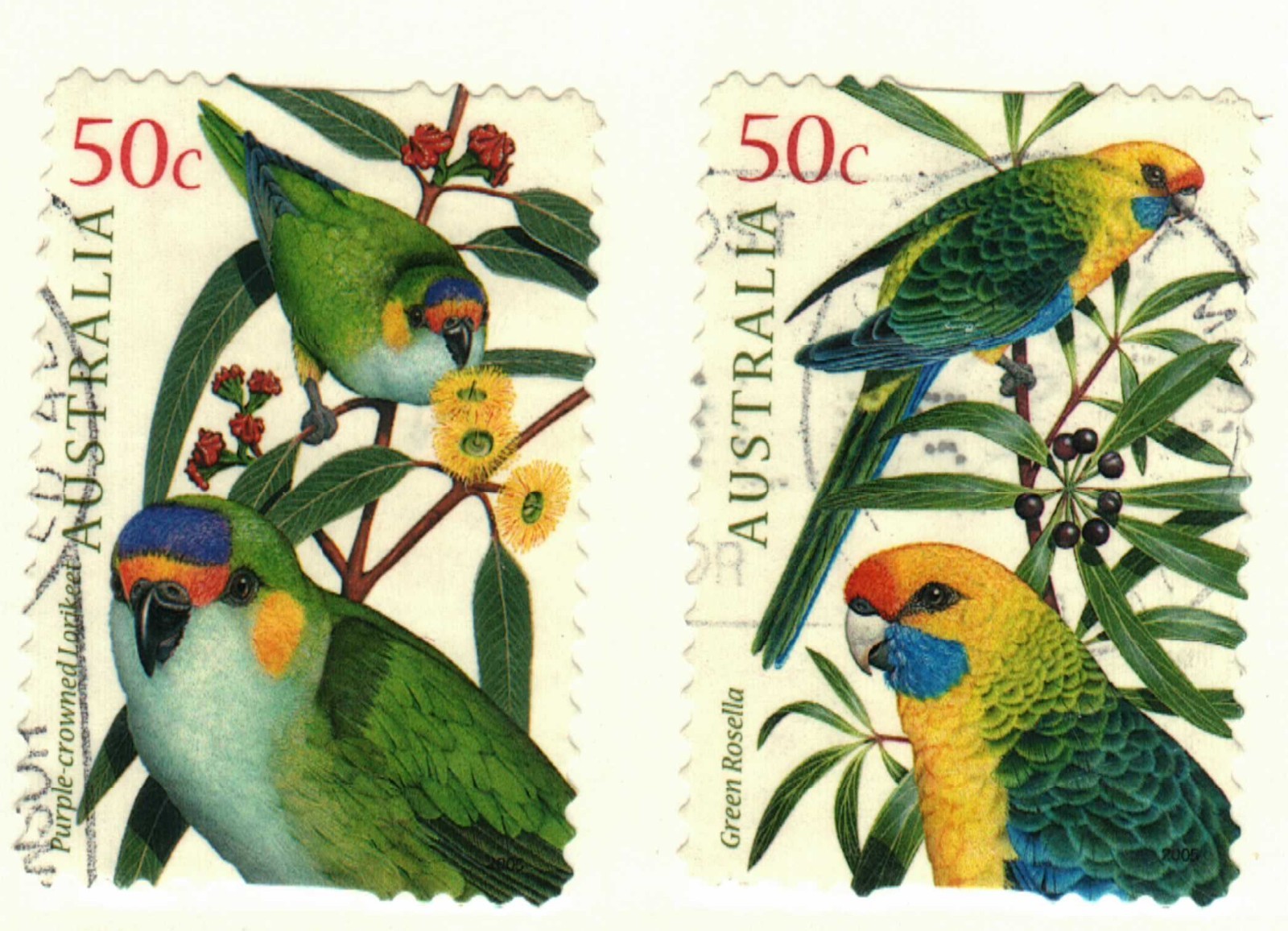 Australia #2341, 2343 used parrots