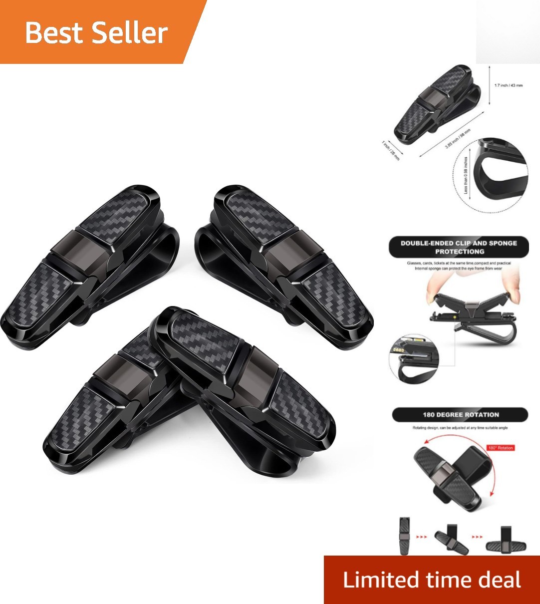 Eyewear Storage Solutions: 4 Pcs Sunglasses Holders for Convenient Car Visor Use