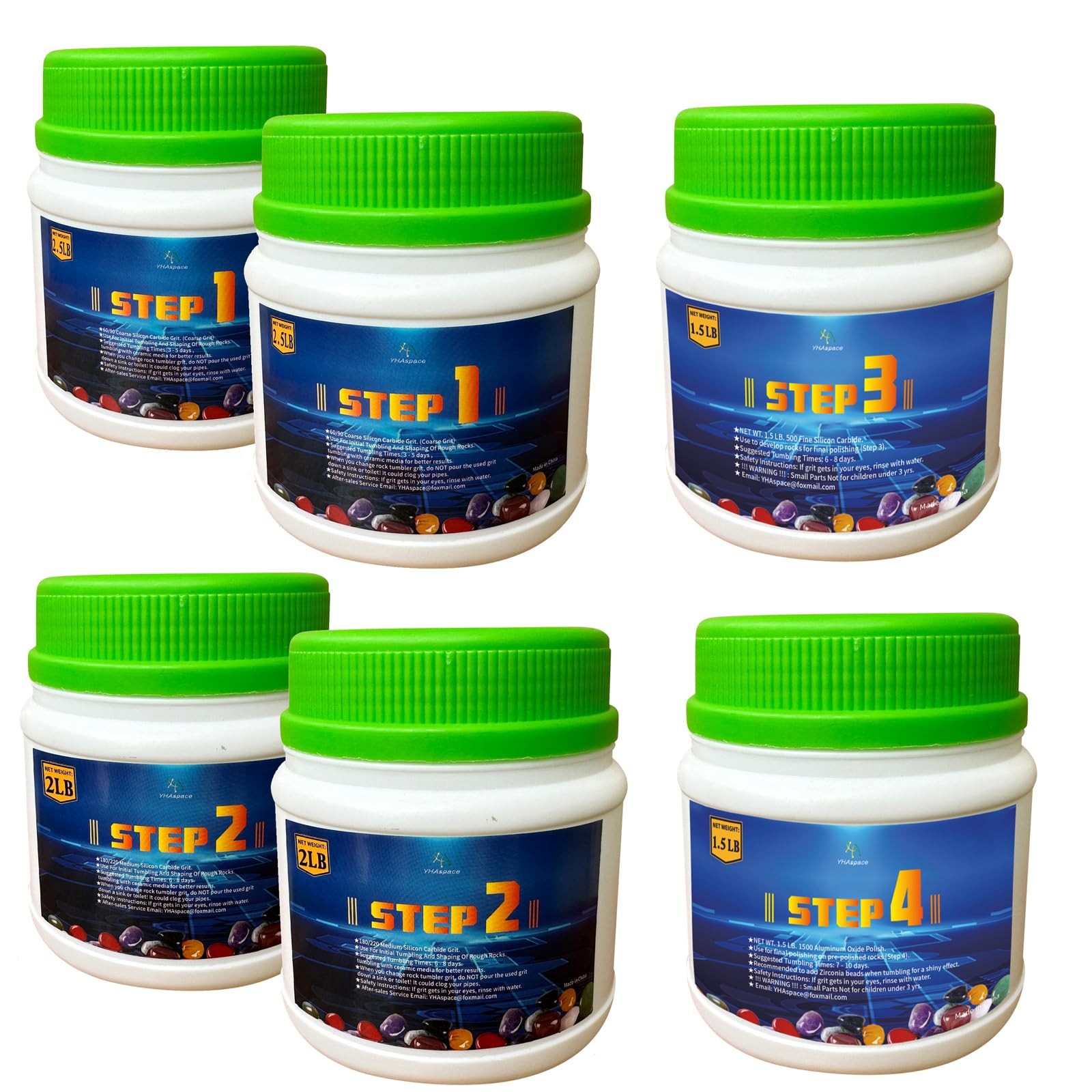 12 LBS Rock Tumbler Grit Set, 4 Step Tumbling Media...