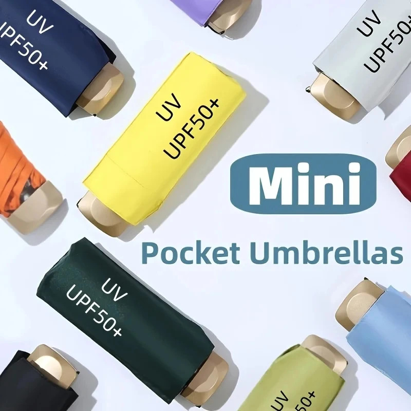 Capsule Folding Umbrella Mini Pocket UV Protection Sun Rain Travel Compact