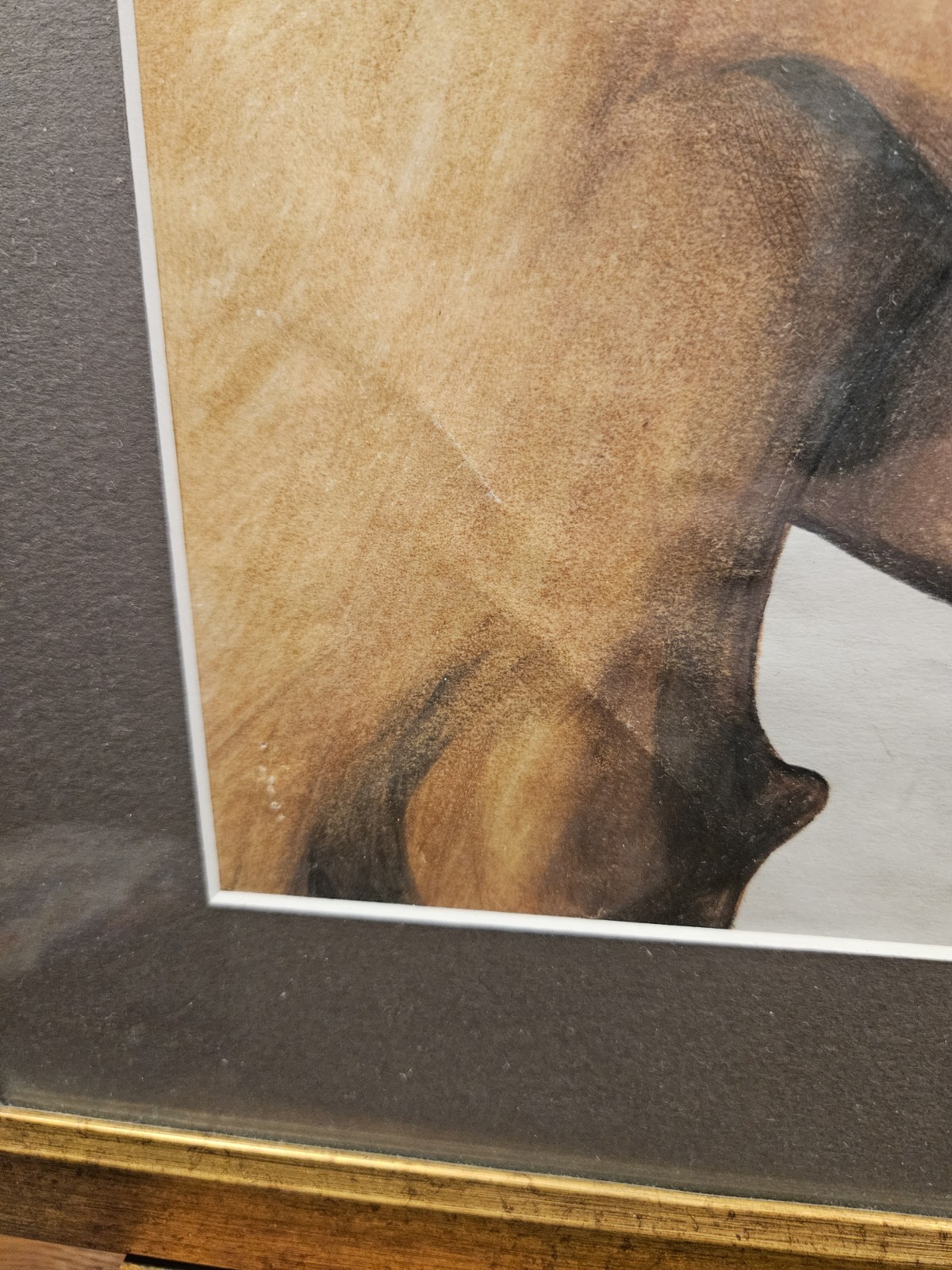 STRIKING EXPRESSIVE FEMALE PROFILE ORIGINAL MIXED MEDIA FIGURATIVE DRAWING