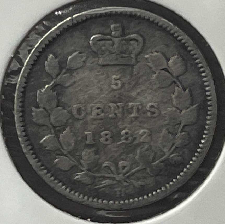 1882 H 5 Cents Canada Good