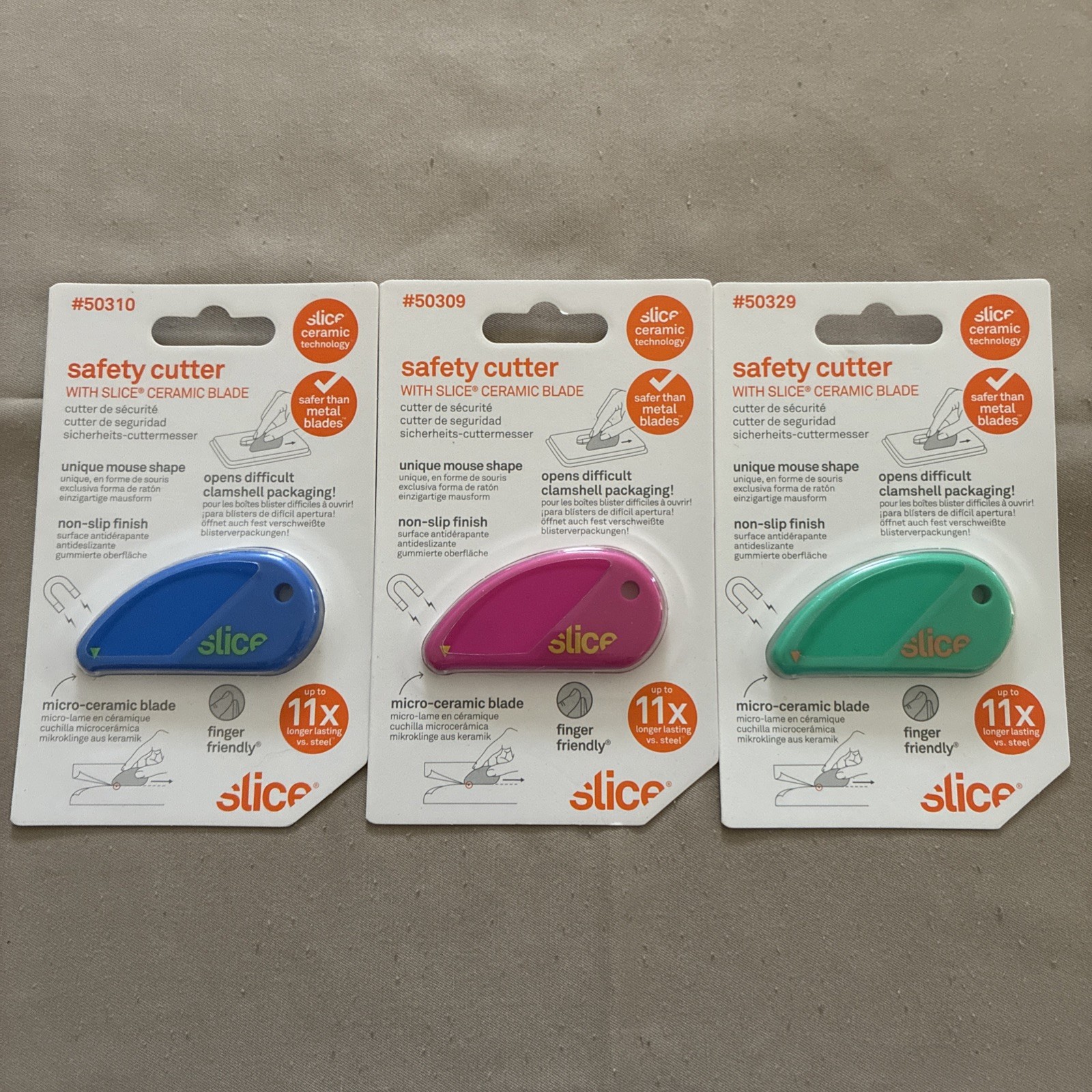 Slice Safety Cutter-Multicolor - 3 Pack