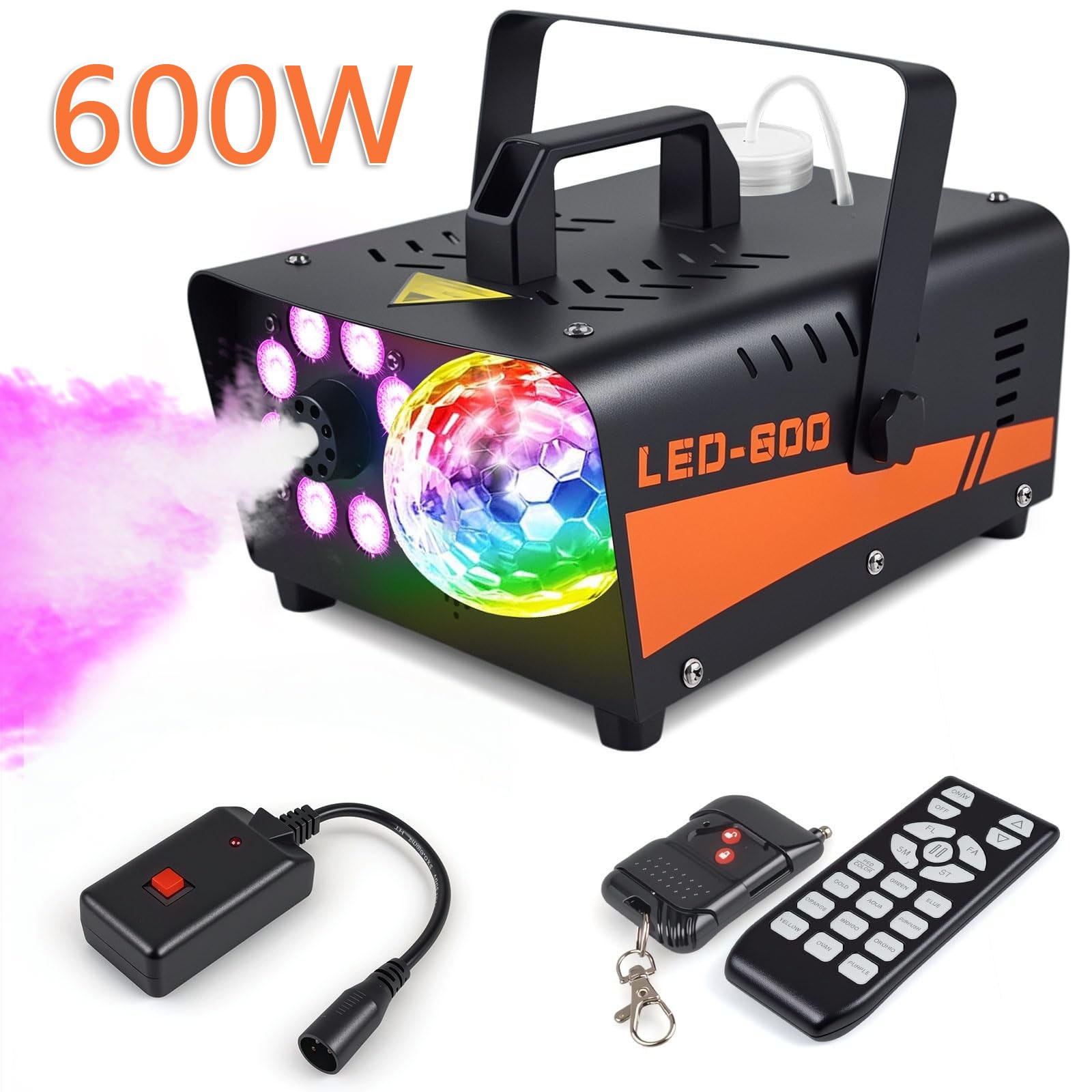 600W LED Smoke Fog Machine RGB Color Stage Fogger Effect Halloween Disco Club