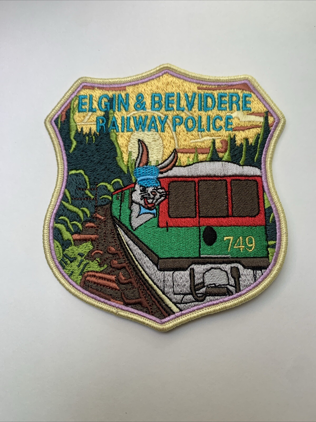 Elgin & Belvidere Police Patch, Railway, IL Patch Railroad Rabbit Driving Train