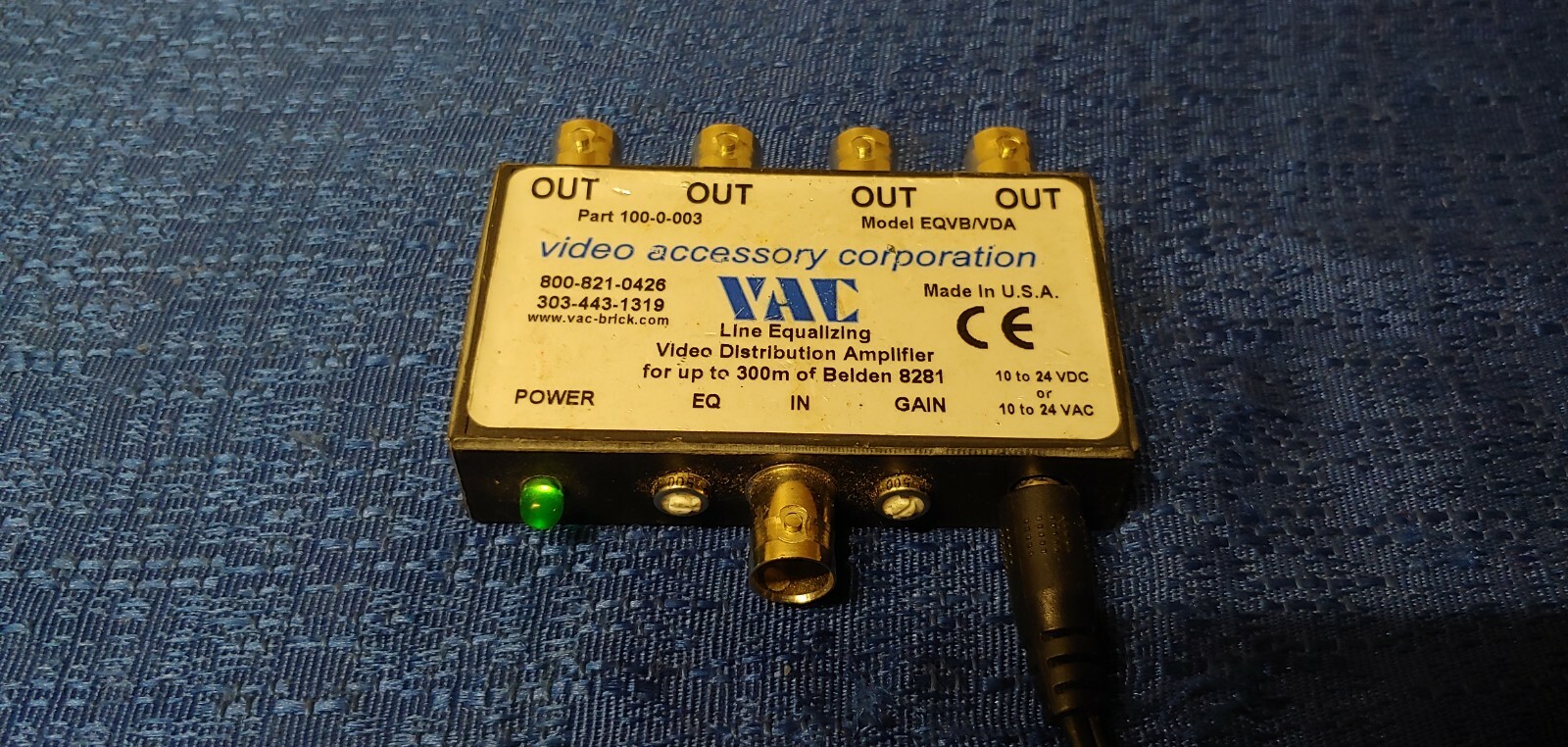 Video Accessory Corporation Line Equalizing Dist. Amp EQ/VDA 100-0-003