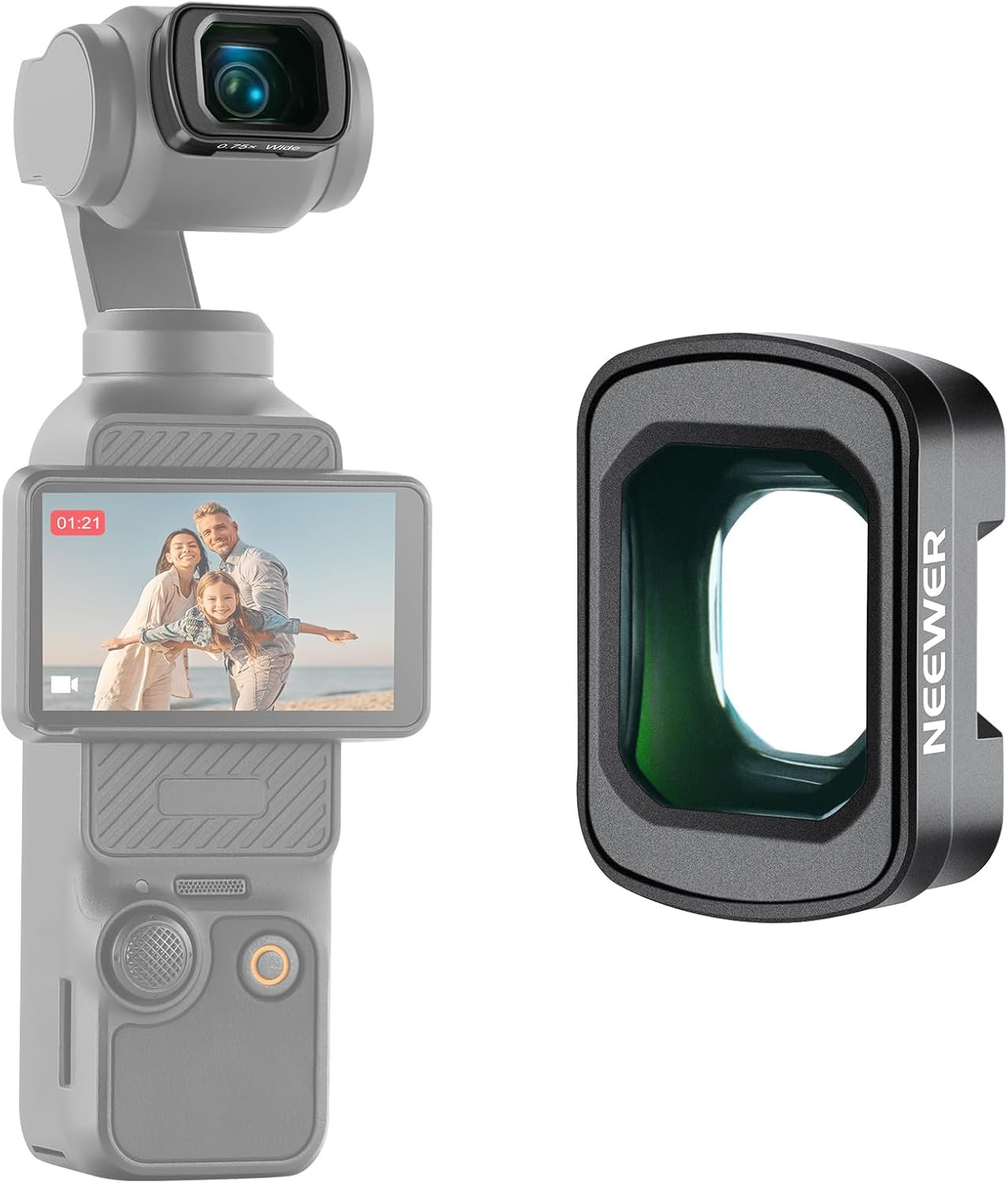 0.75X 108° FOV Wide Angle Lens Compatible with DJI Osmo Pocket 3 / Pocket 4 / Xt