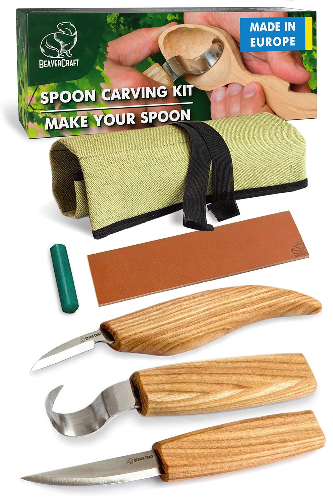 BeaverCraft S13 Wood Carving Tools Set for Spoon 3 Right-Handed
