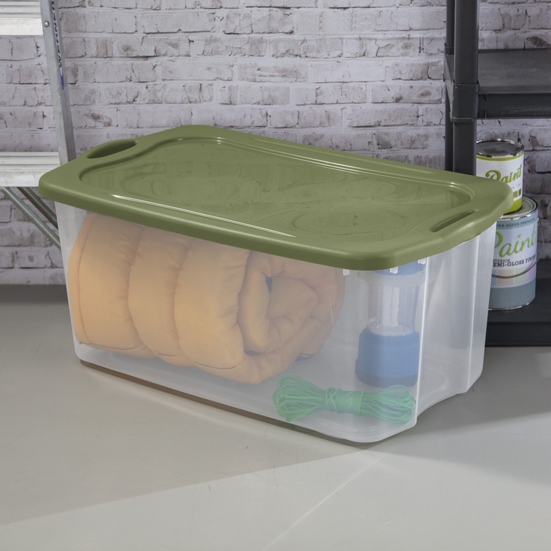 Carry Clear Storage Bin Stackable Plastic Container W/ Grip Handles New
