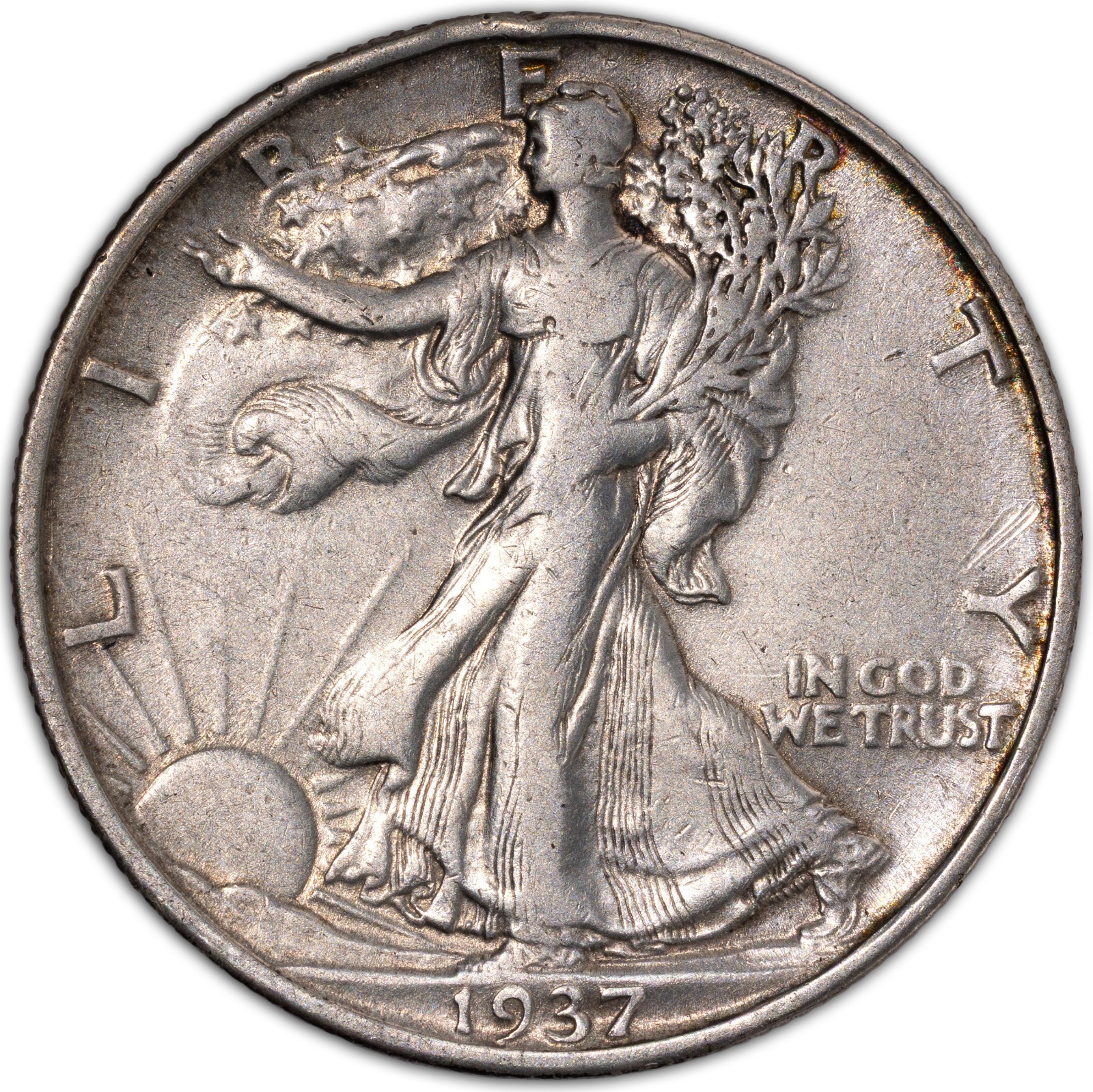 1937-S XF+ Walking Liberty Half Dollar 50C Extremely Fine Details