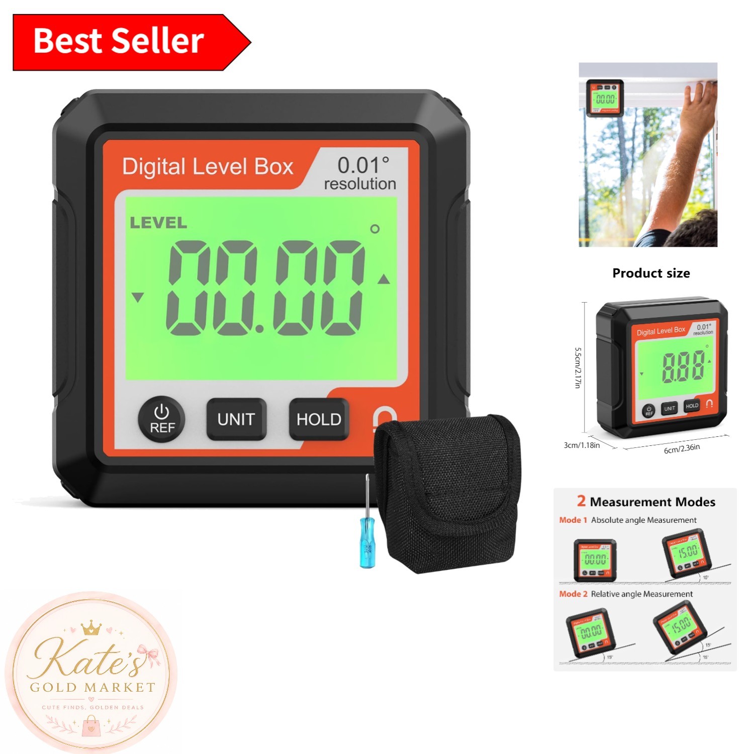 Backlit Digital Level Box - Magnetic Angle Gauge for Woodworking & Automotive