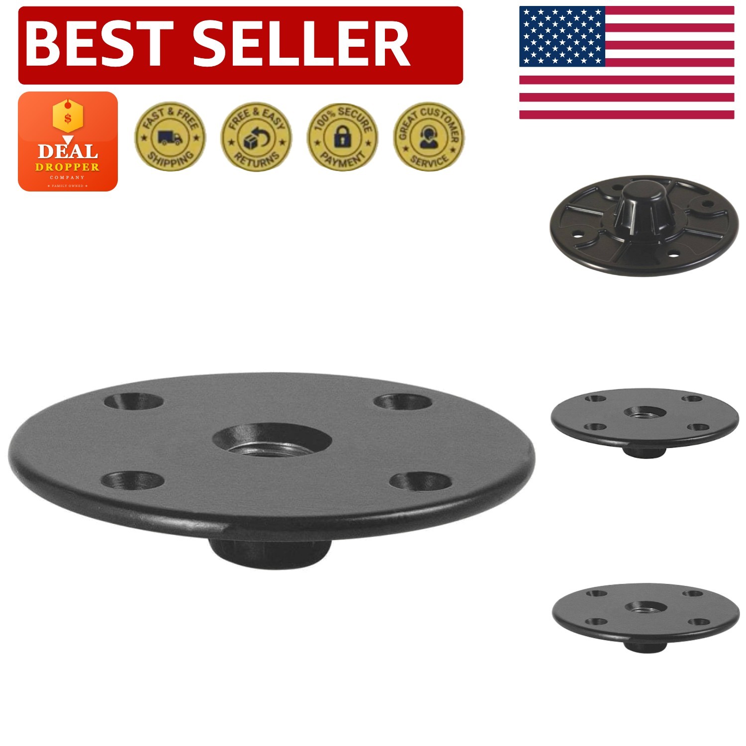 Alloy Steel M20 Speaker Adapter - Secure Black Subwoofer Mount with 4 Screws