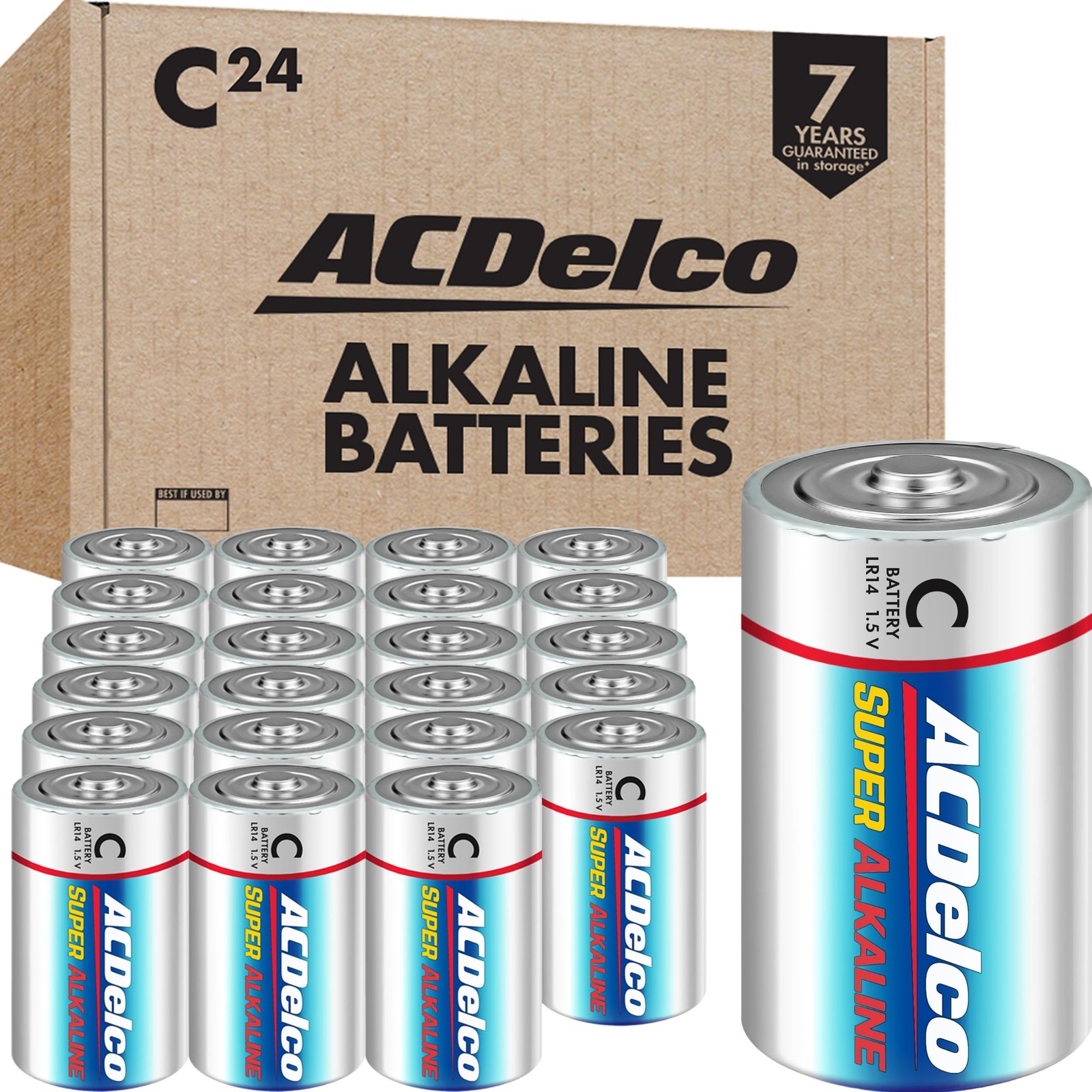ACDelco 24-Count C Batteries, Maximum Power Super 24 Count (Pack of 1), Blue