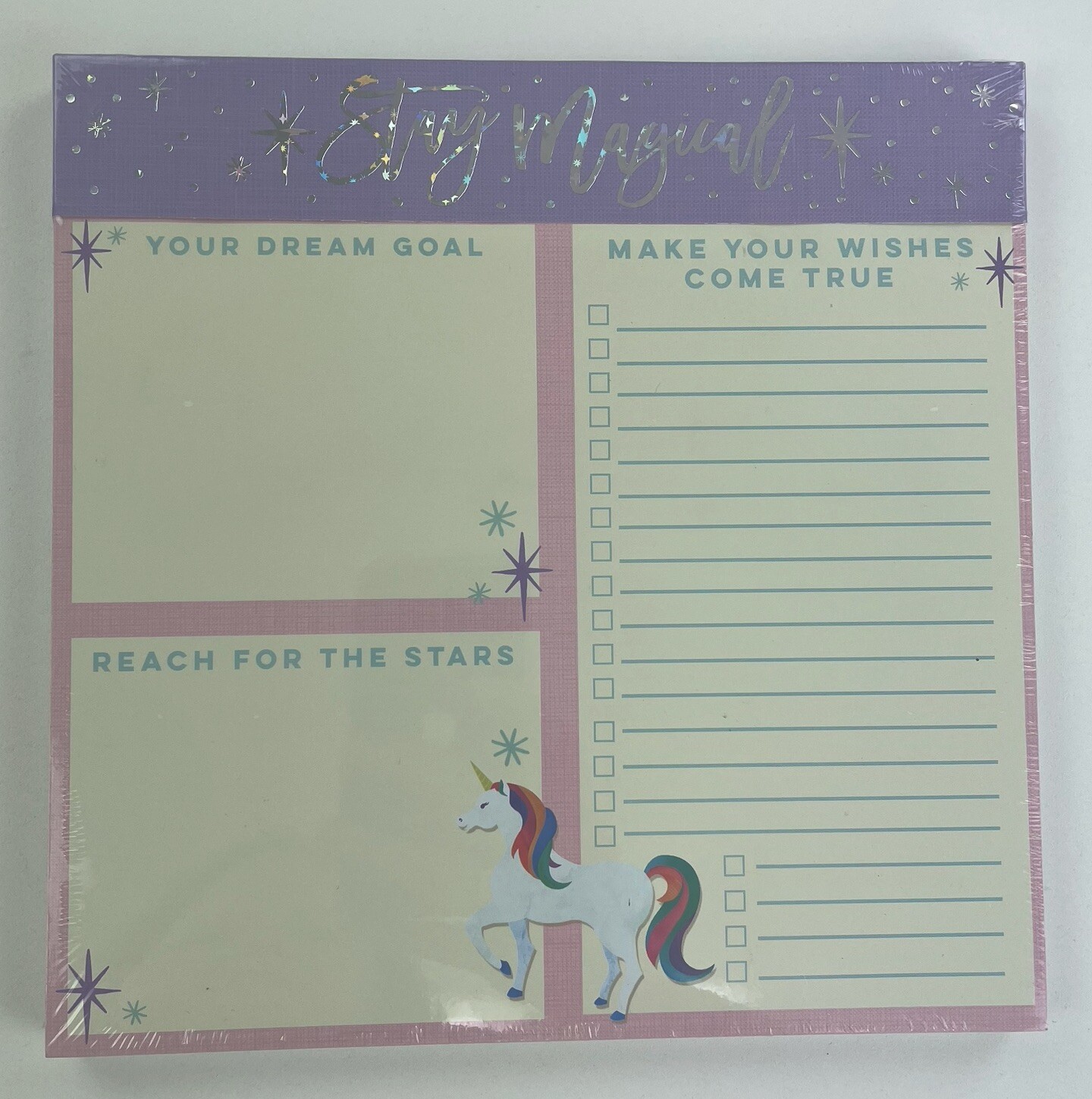 Molly and Rex Stay Magical Unicorn Notepad Goals Wishes Dreams List Desk Pad 8x8