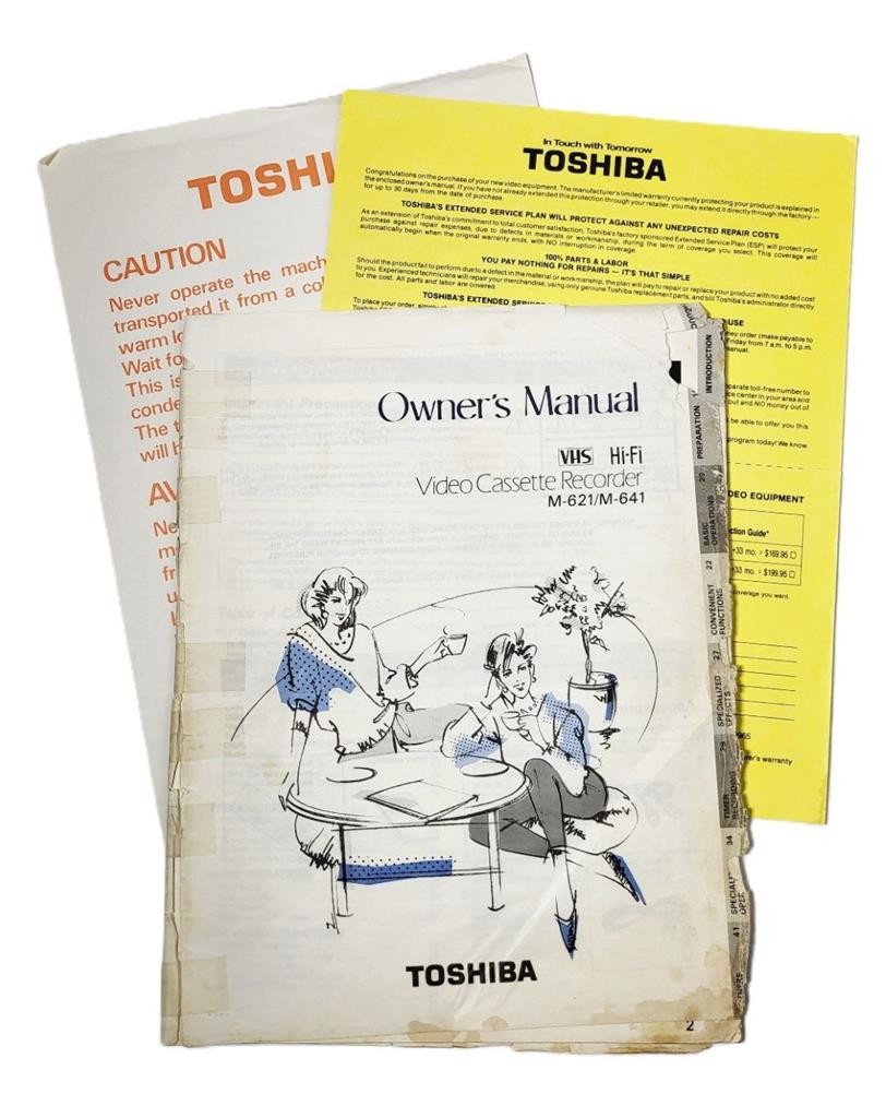 1991 TOSHIBA Video Cassette Recorder M-621 / M641 Owner's Manual Booklet