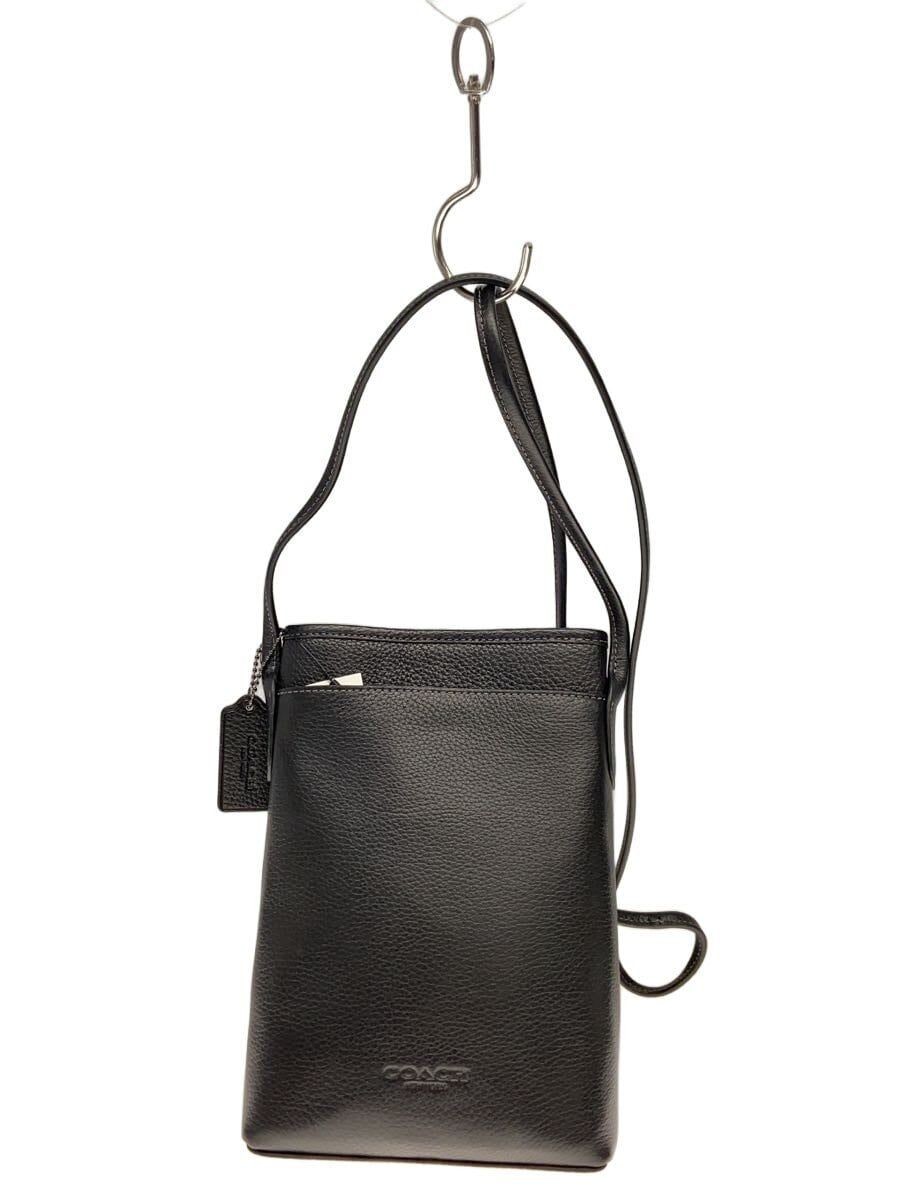 Coach Shoulder Bag Leather Blk Plain Cah97 Used