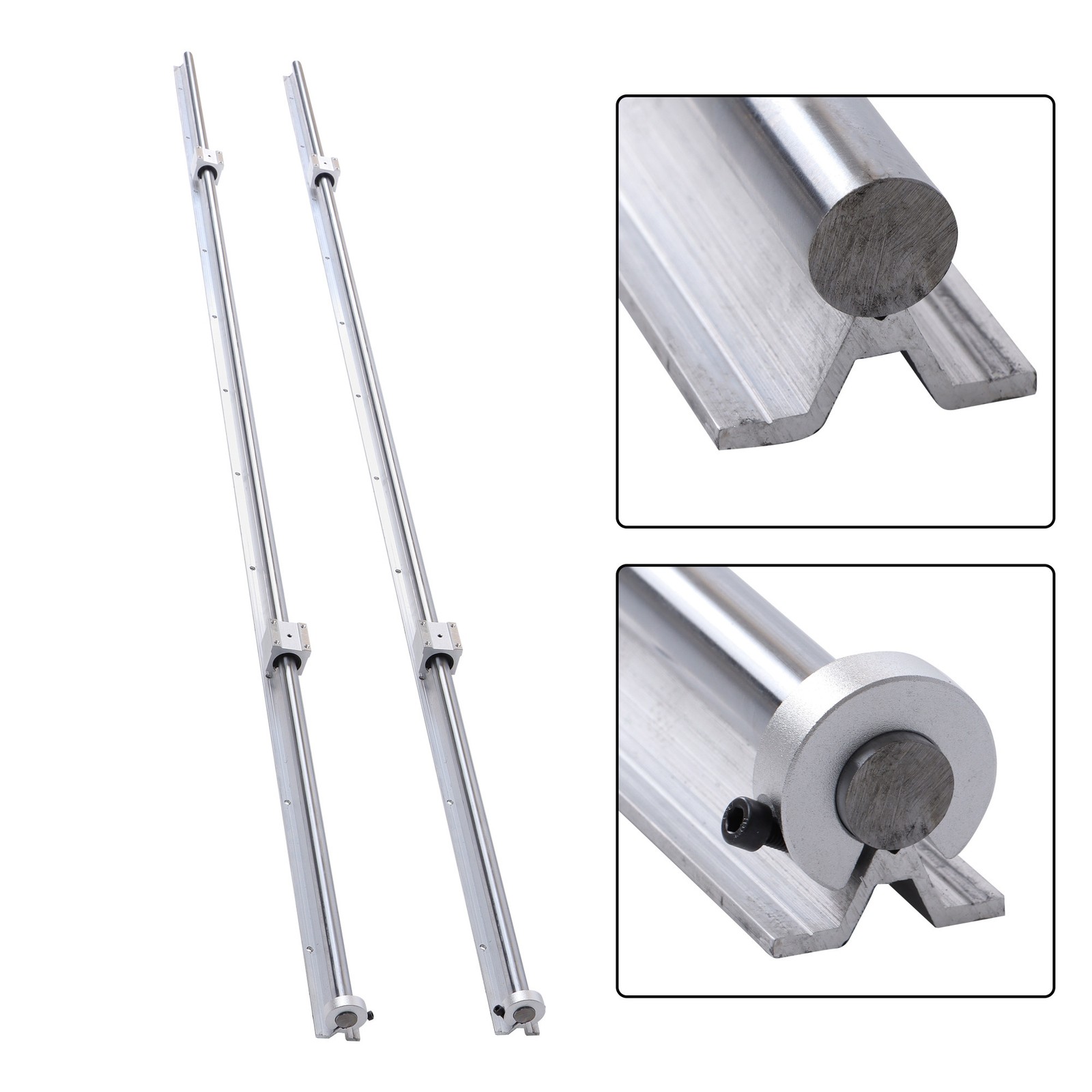 Linear Rails 2Pcs SBR20-2200mm & 4× SBR20UU Bearing Blocks & 4× Fixing Rings