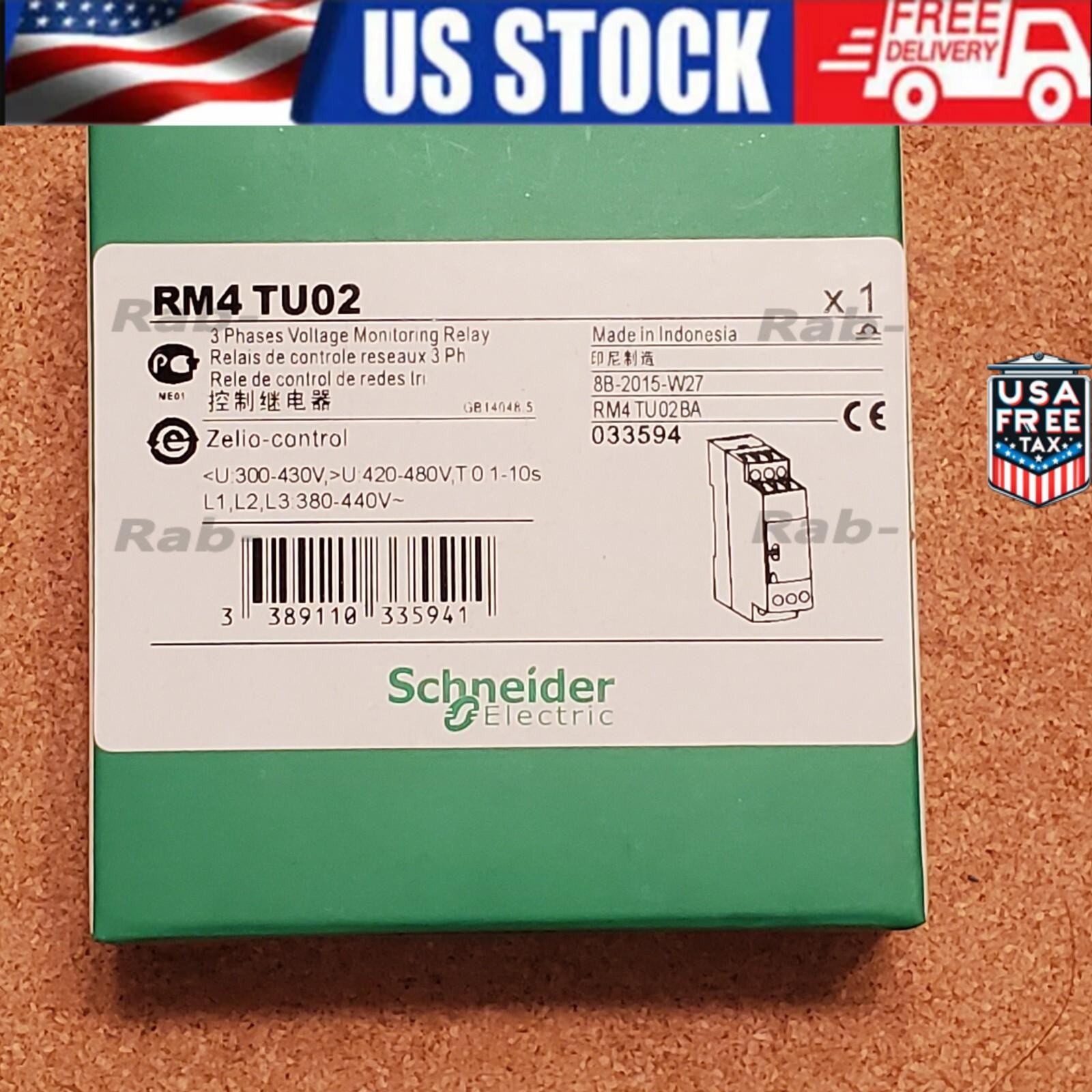 Schneider Electric 033594 RM4TU02 3-phase Voltage Monitoring RelayUS Free TAX