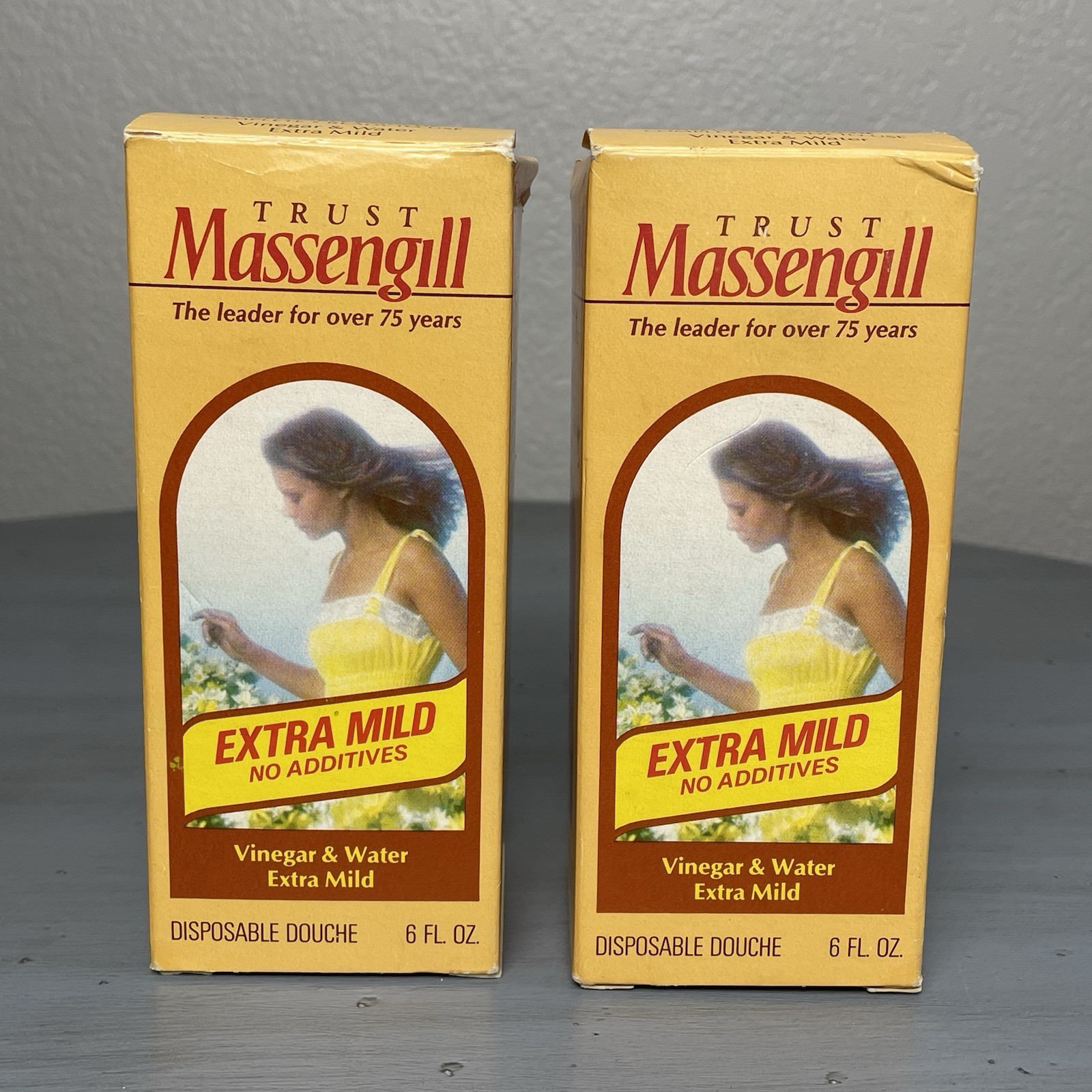 2 VTG Massengill Douche Extra Mild Vinegar & Water Disposable Boxes have Damage