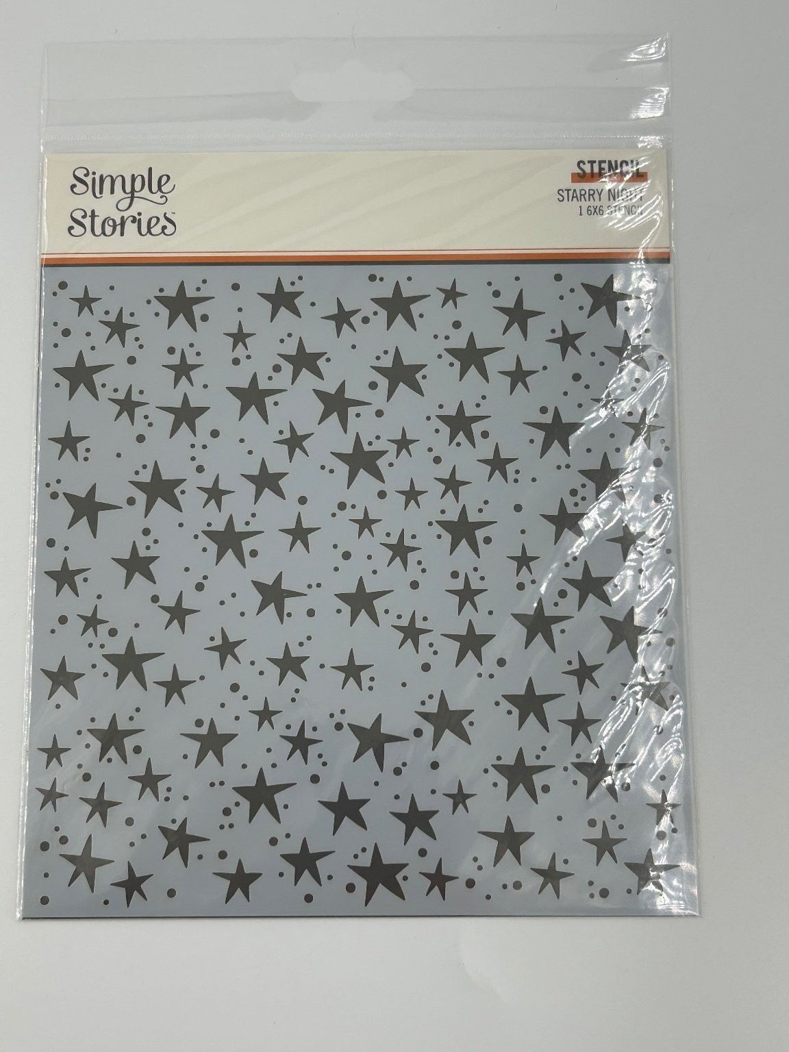 Simple Stories Starry Night Stencil 6x6 Stars Dots Scrapbooking Craft