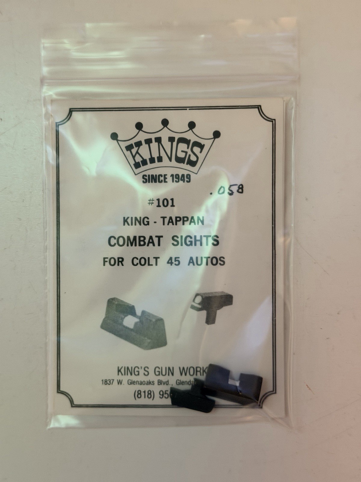 101 King-Tappan Combat Sights .058 Early Colt & Military Models 1911 NOS