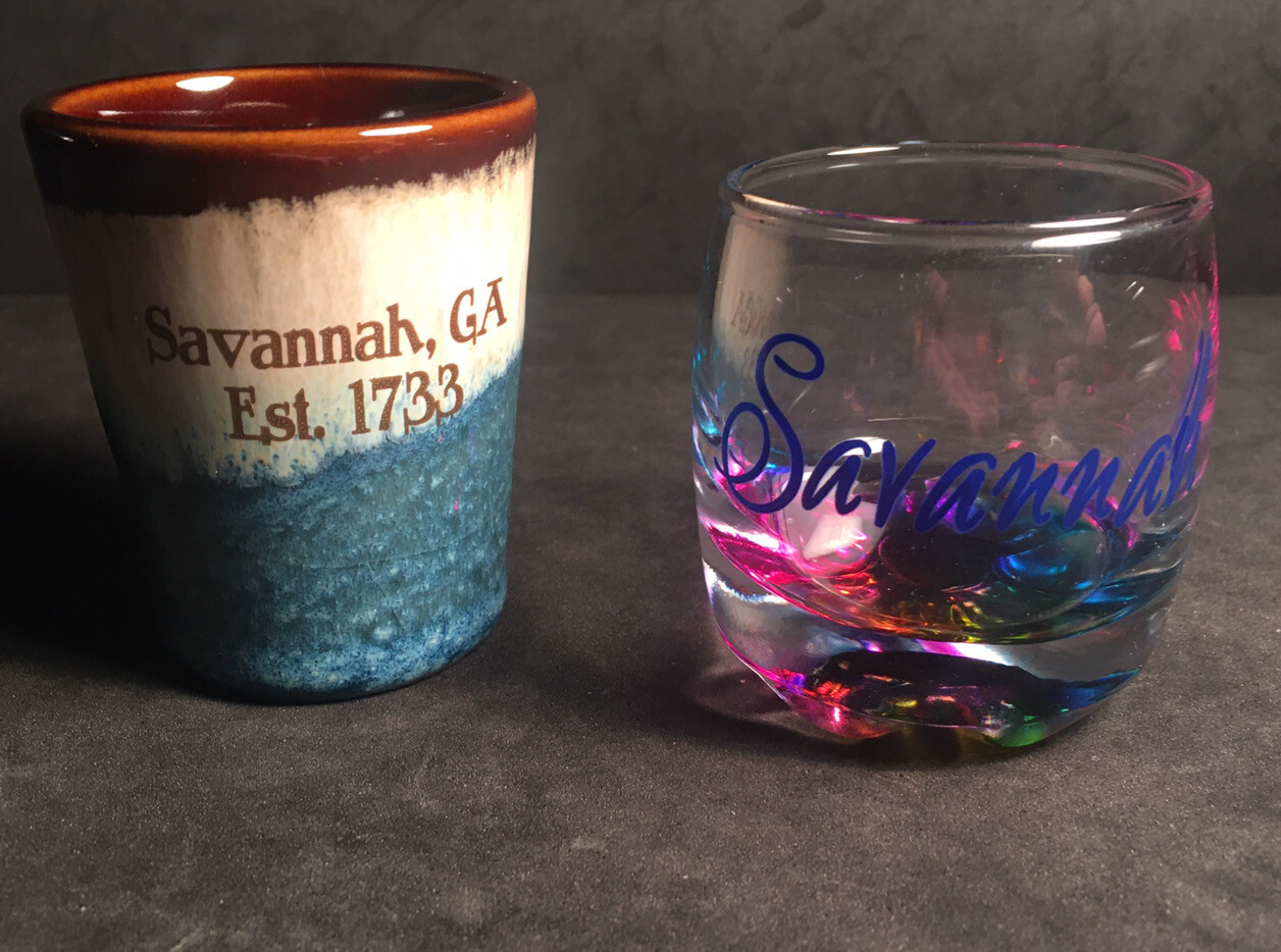 2 Savannah Georgia Shot Glasses
