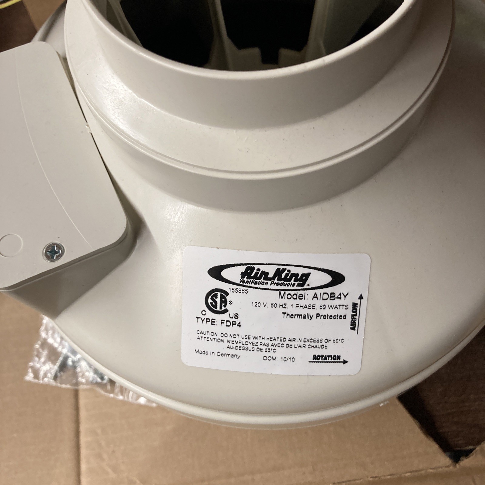 AIR-AIDB4Y 4IN IDRYER BOOSTER FAN