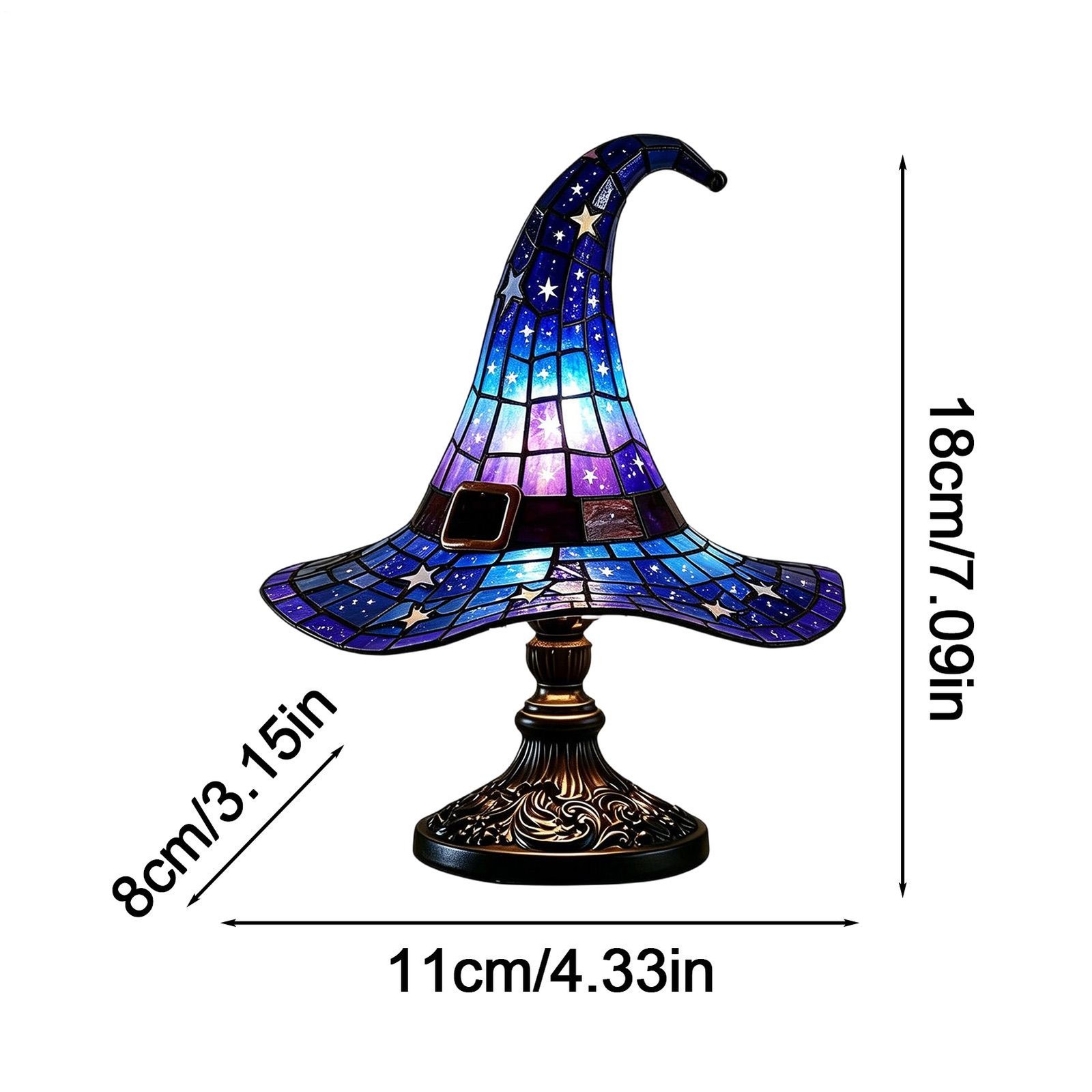 Stained Resin Witch Hat Lamp,USB Powered Gothic Wizard Hats Night Light