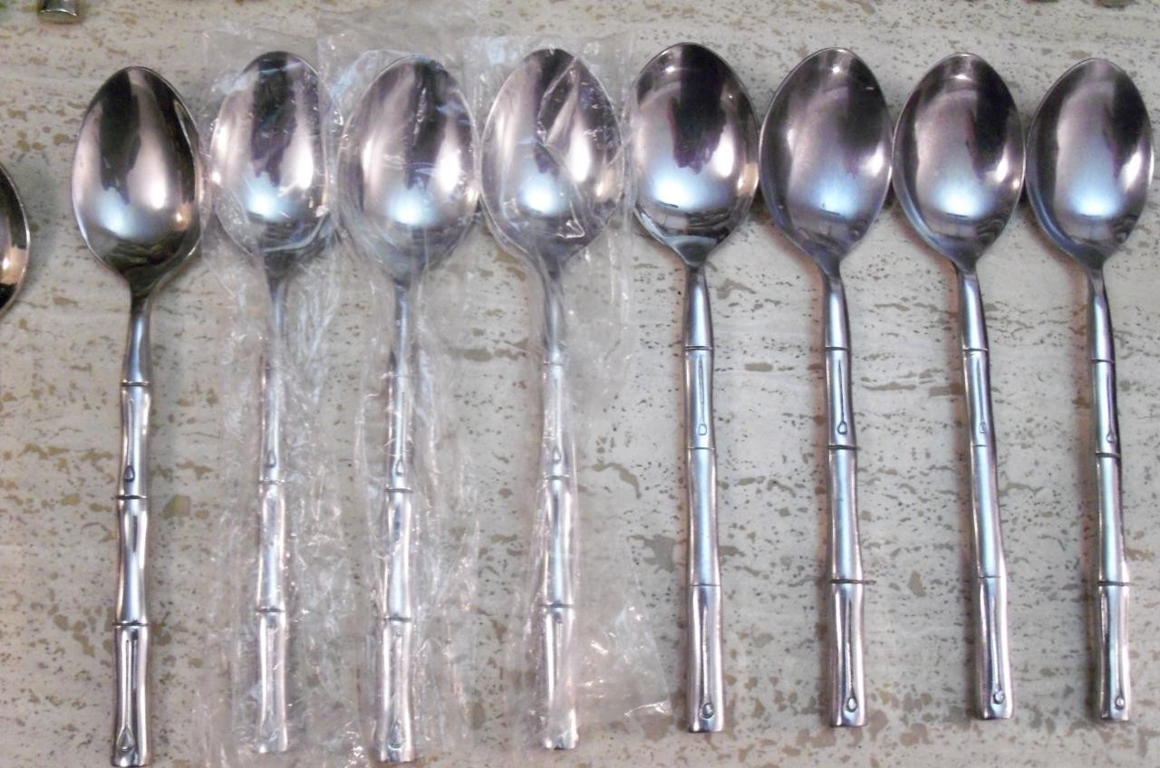 Hampton Silversmiths Stainless Steel Flatware Bamboo Pattern 38 pieces.