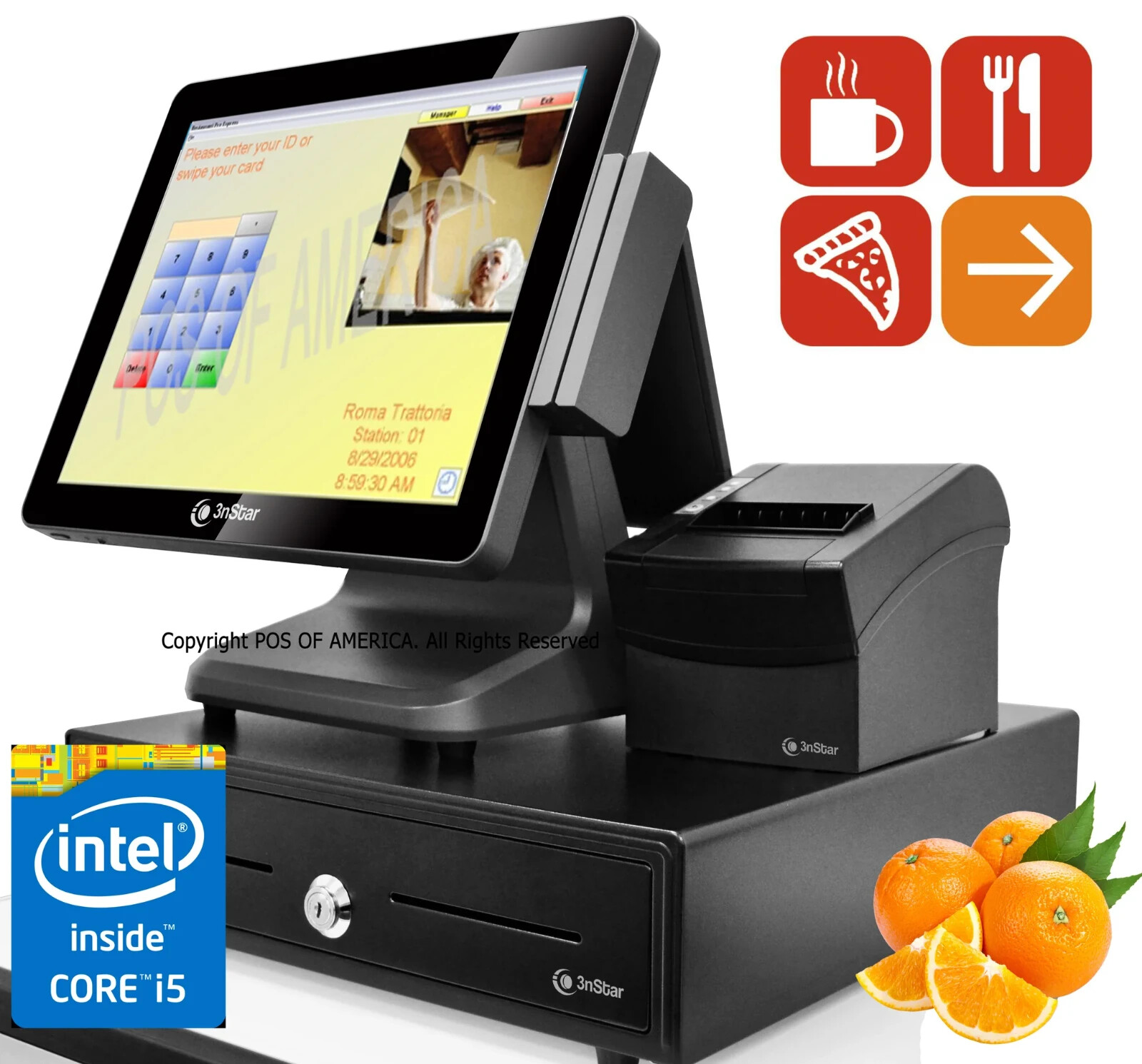 3nStar pcAmerica RPE POS ENTERPRISE Bundle i5 Turbo Core 8GB 240GB SSD Touchcomp