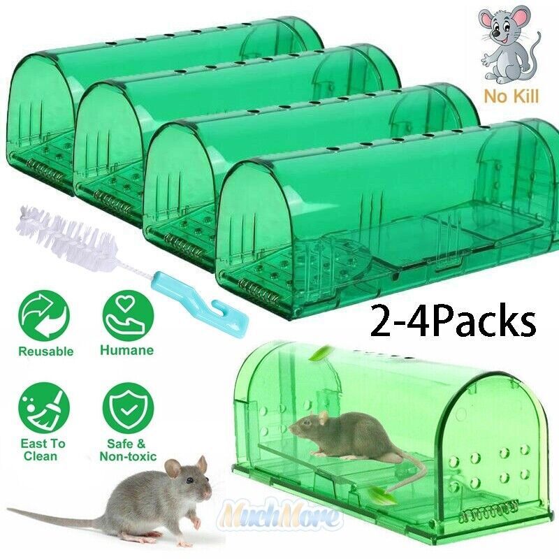2 Pack Rat Trap Humane Mouse Traps Work Small Rodent Animal-Mice Catch Release