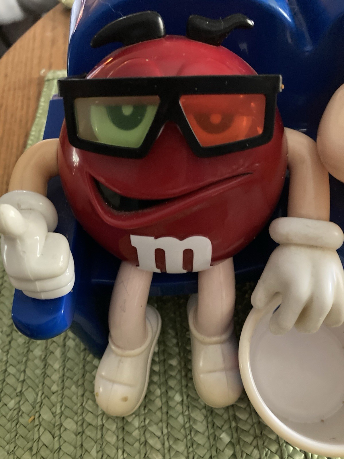 M&M's Red & Yellow Character Candy Dispenser, Blue Base Candy & Nuts Theme