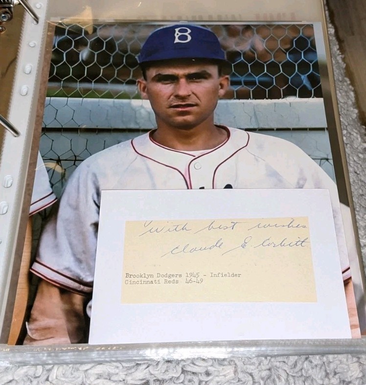 Claude Corbitt Brooklyn Dodgers Signed Cut With 8x10 Photo W/Our COA