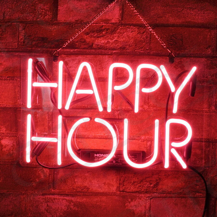 US STOCK 14"x10" Happy Hour Acrylic Neon Sign Light Lamp Decor Man Cave Beer JY