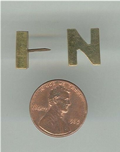 10 VINTAGE BRASS LETTER N 12x10mm PINBACK FINDINGS Z568