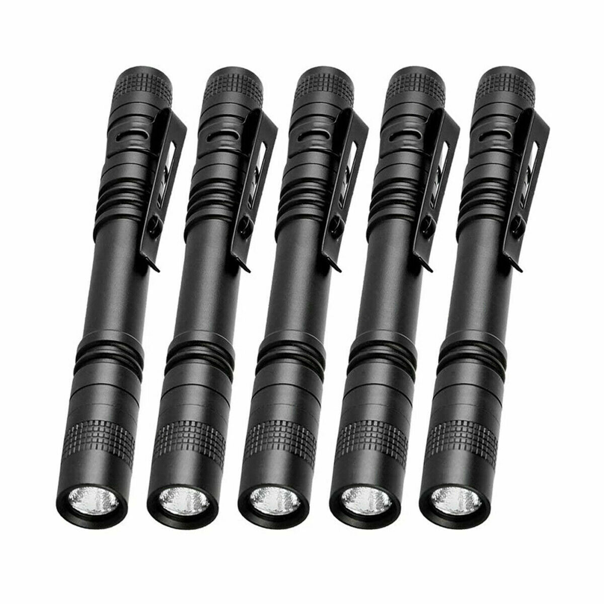 5Pcs LED Flashlight Portable Pen Torch Lamp Clip Mini Light Penlight US