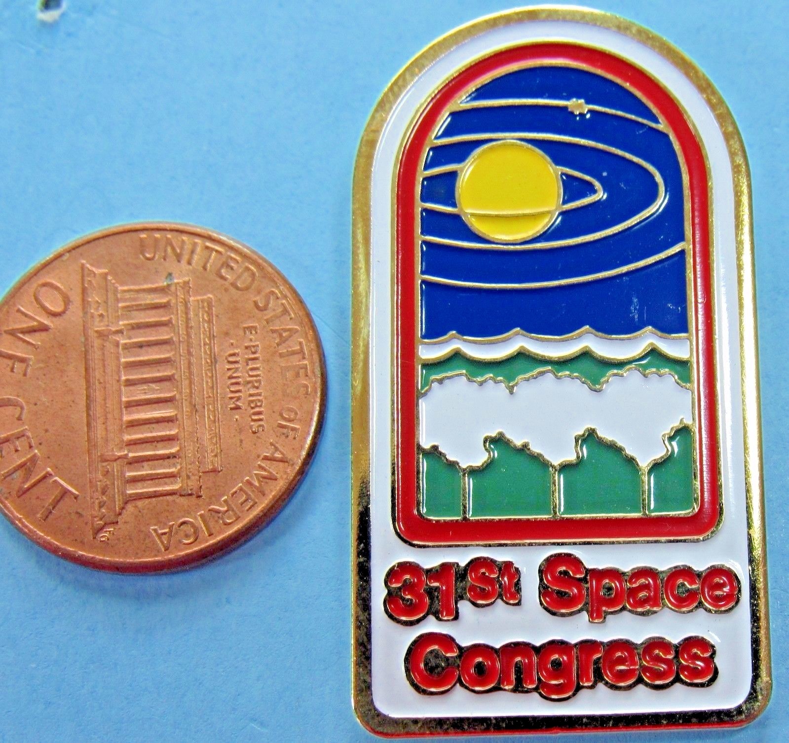 PIN enamel 1994 vtg 31st SPACE CONGRESS 1" x 1.5" industry NASA