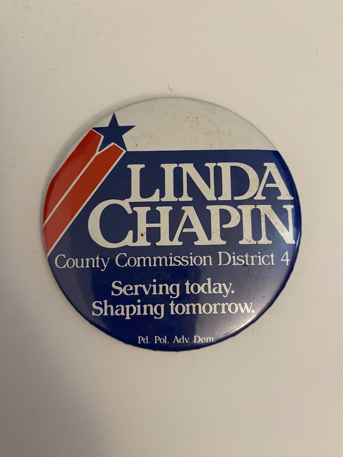 Linda Chapin County Commission District 4 Pin Back Button P95