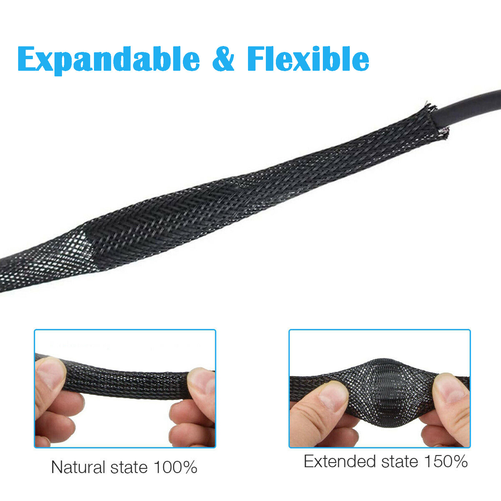 1/8" 1/4" 3/8" 1/2" 3/4" Expandable Wire Cable Sleeving Sheathing Braided Loom