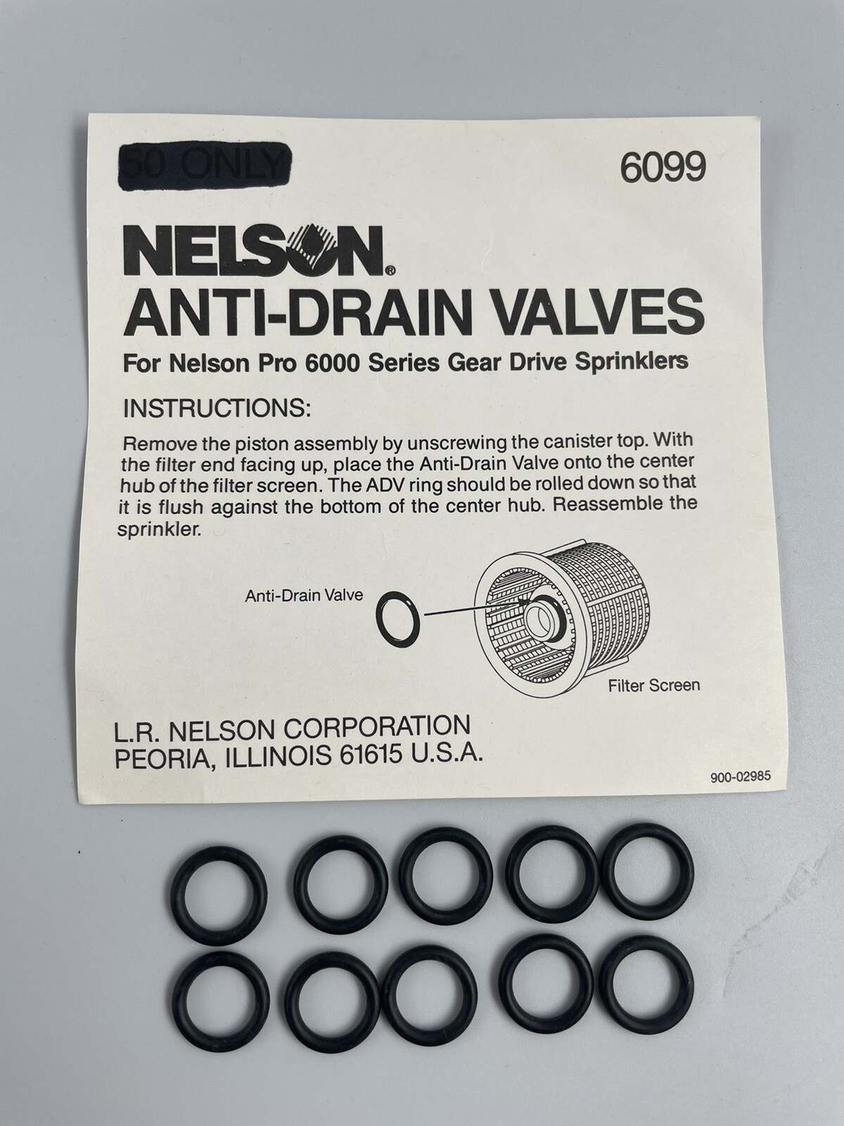 Lot of 10 - Nelson 6099 Anti-Drain Valve for 6000 Series Sprinklers - NOS